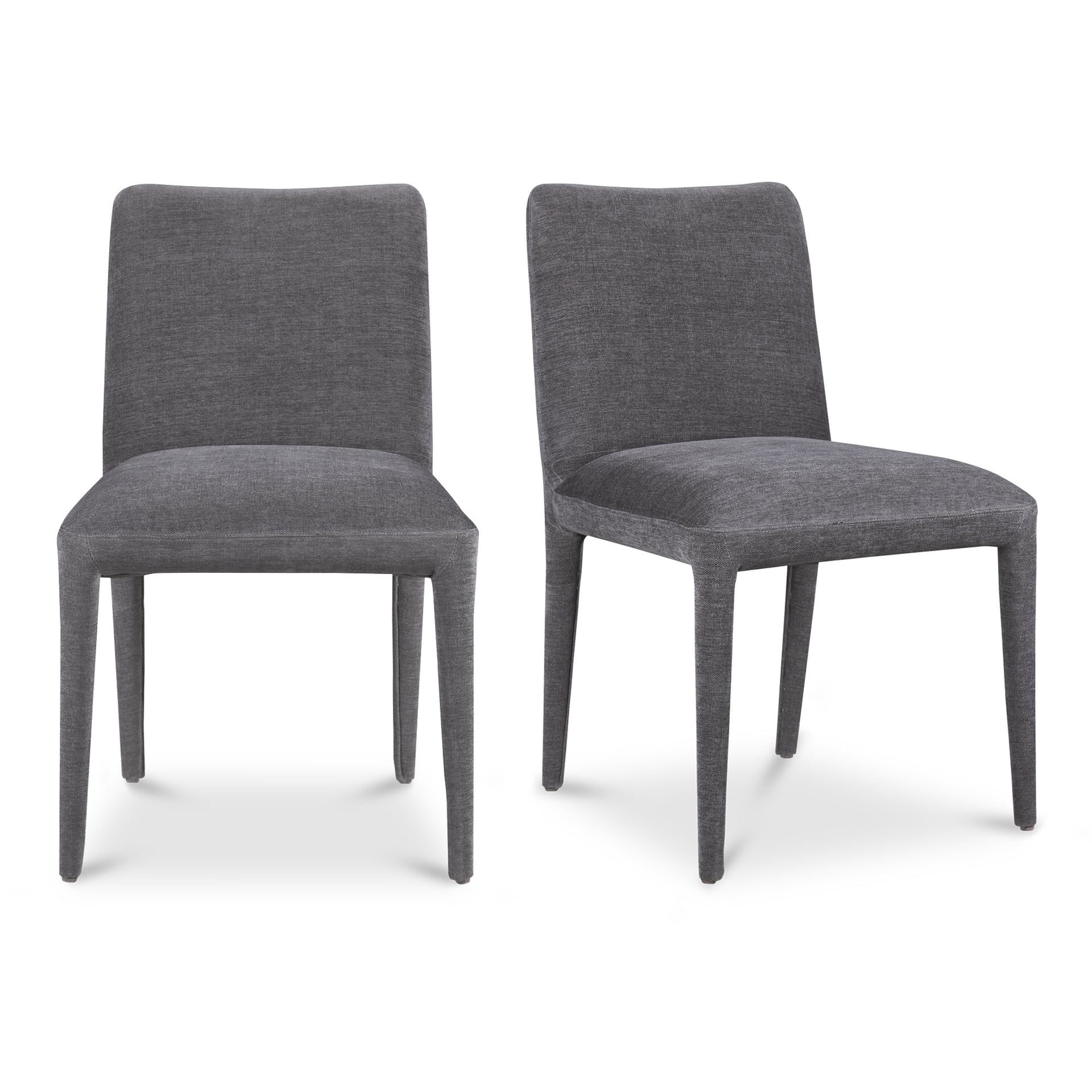 Quintessa Dining Chair, Polyester Upholstery, Ash Wood Frame, Rubber Wood Legs, Dark Grey - Set of 2