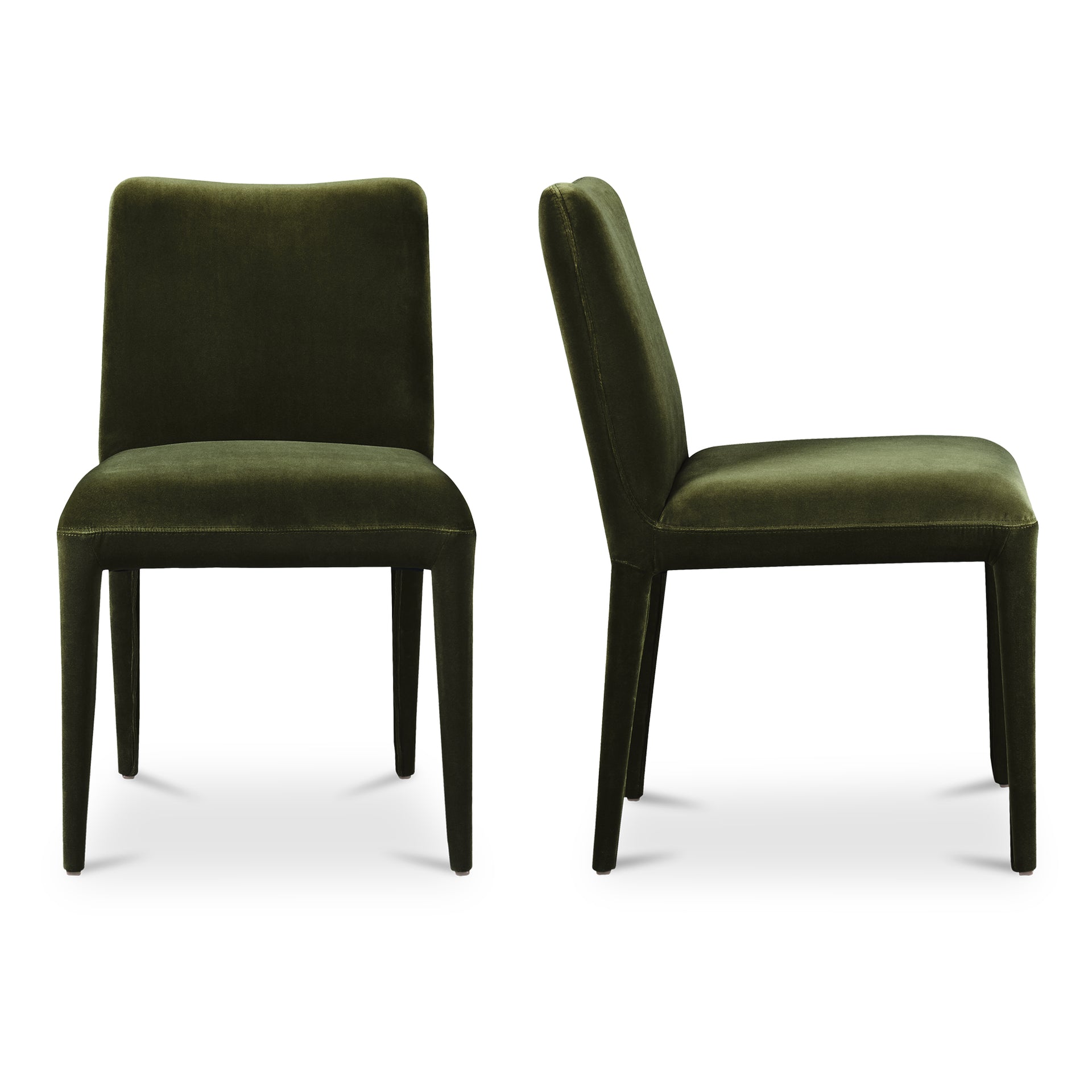 Quintessa Dining Chair, Velvet Polyester Upholstery, Ash Wood Frame, Rubber Wood Legs, Green - Set of 2