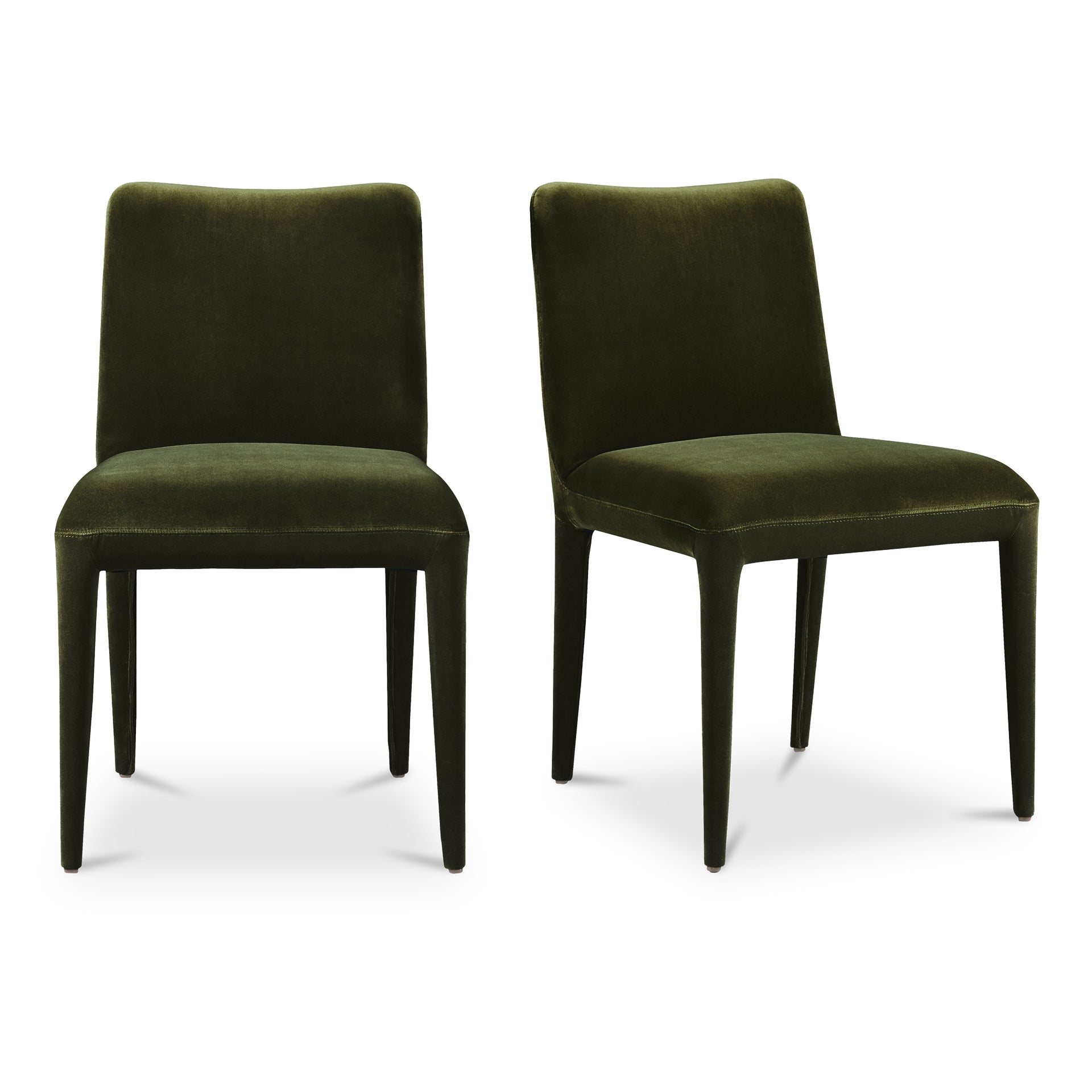 Quintessa Dining Chair, Velvet Polyester Upholstery, Ash Wood Frame, Rubber Wood Legs, Green - Set of 2