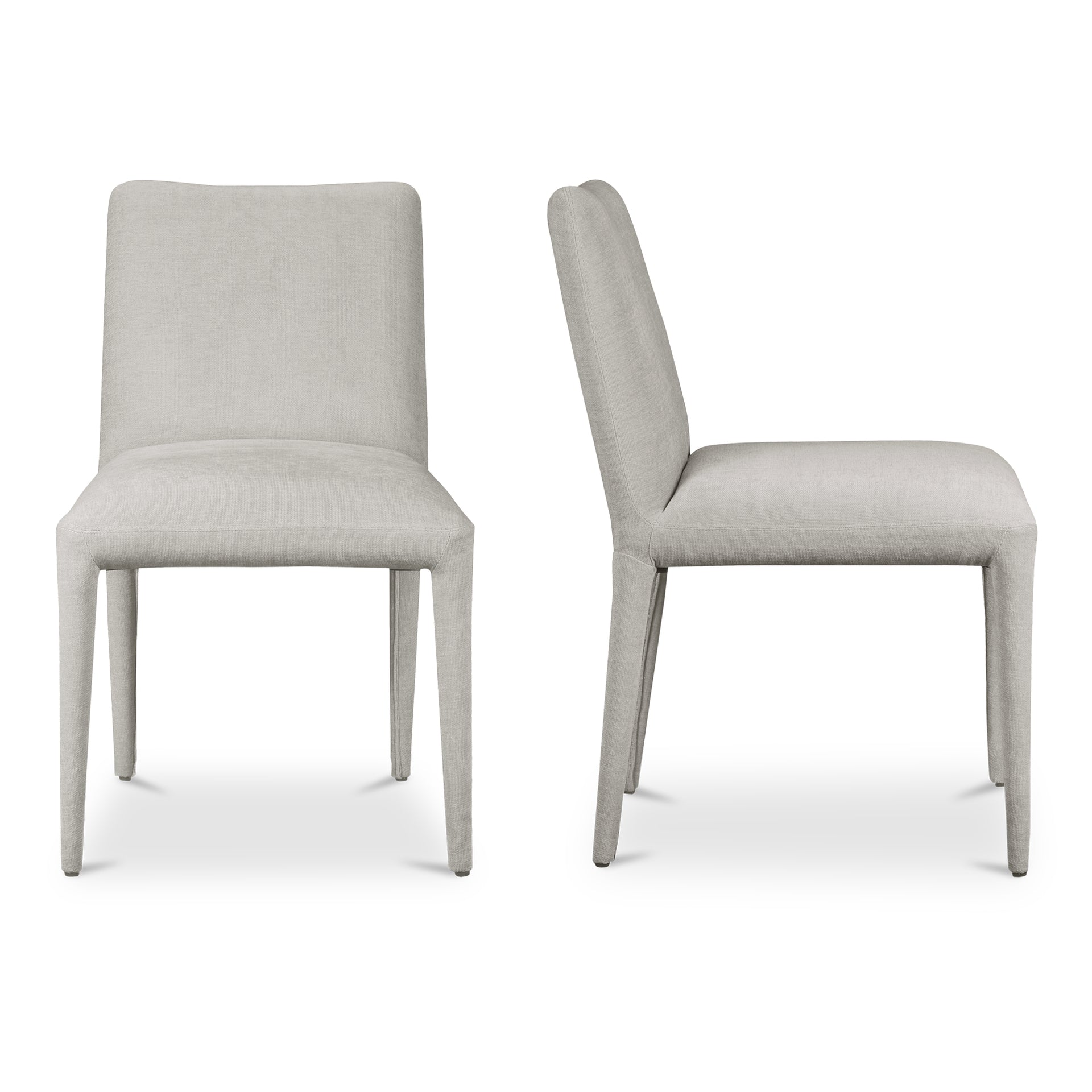 Quintessa Dining Chair, Polyester Upholstery, Ash Wood Frame, Rubber Wood Legs, Light Grey - Set of 2
