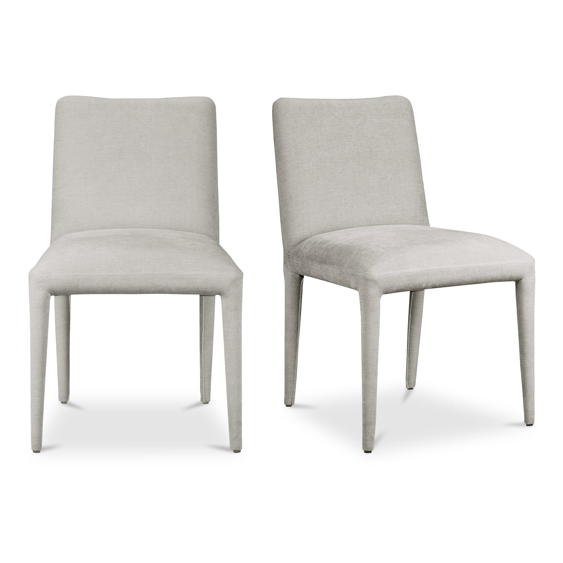 Quintessa Dining Chair, Polyester Upholstery, Ash Wood Frame, Rubber Wood Legs, Light Grey - Set of 2