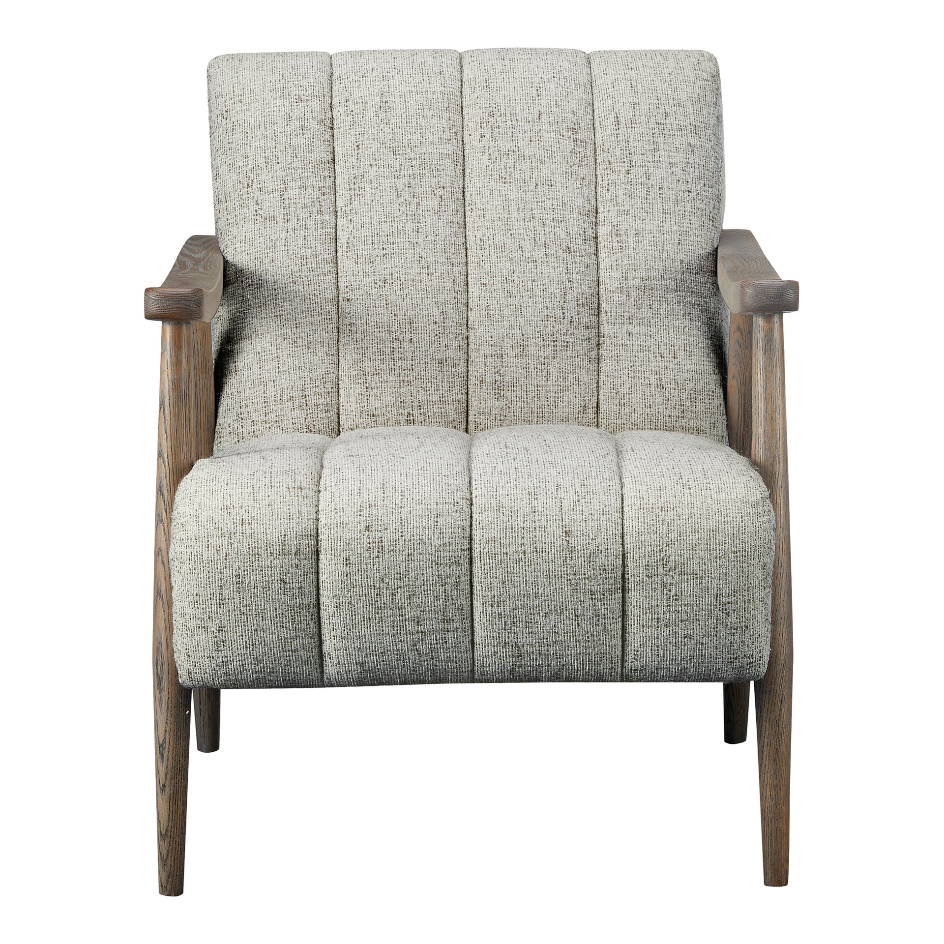 Fawn, Accent Chair Top-Grain Leather Solid Oak Frame, Pebbled Beige