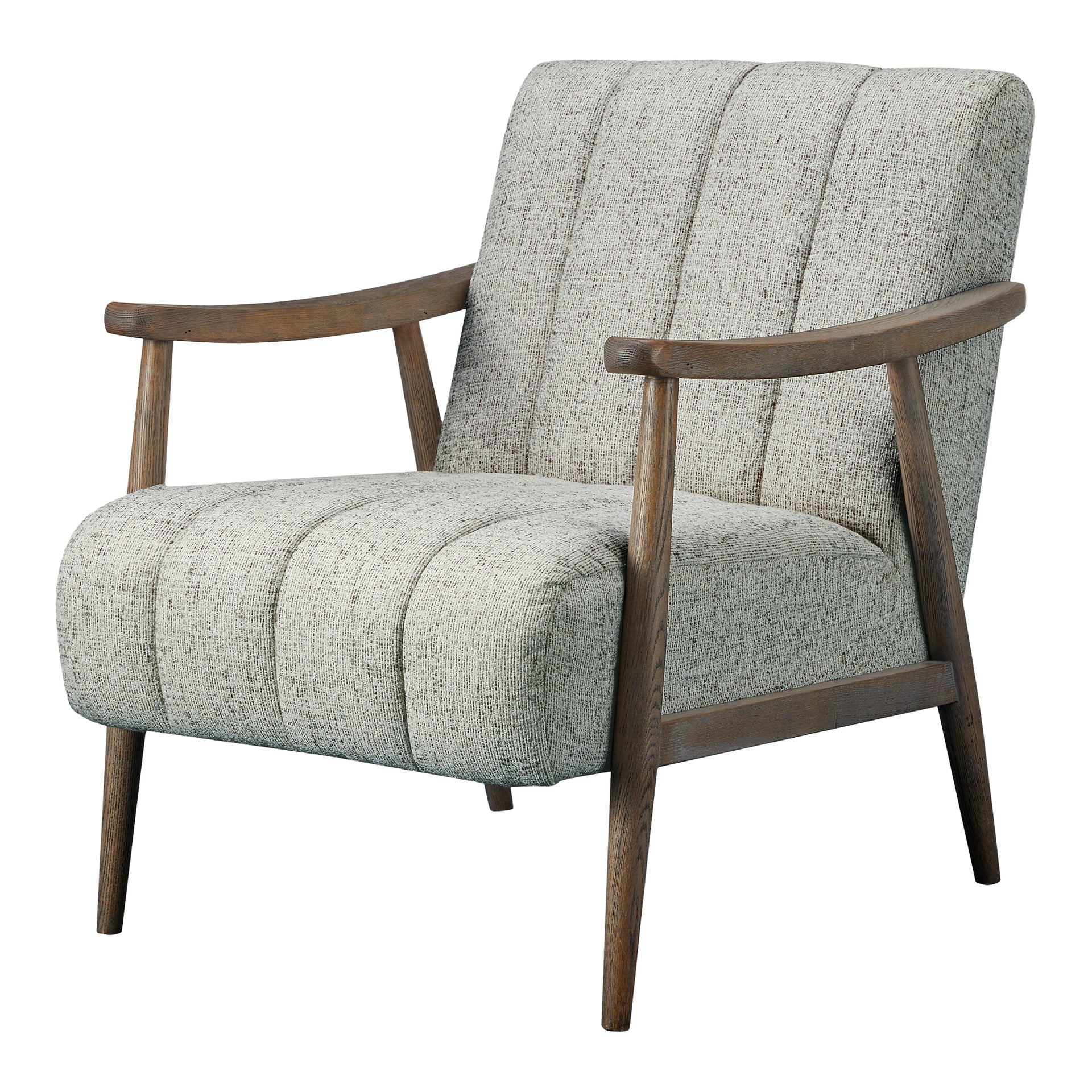 Fawn, Accent Chair Top-Grain Leather Solid Oak Frame, Pebbled Beige