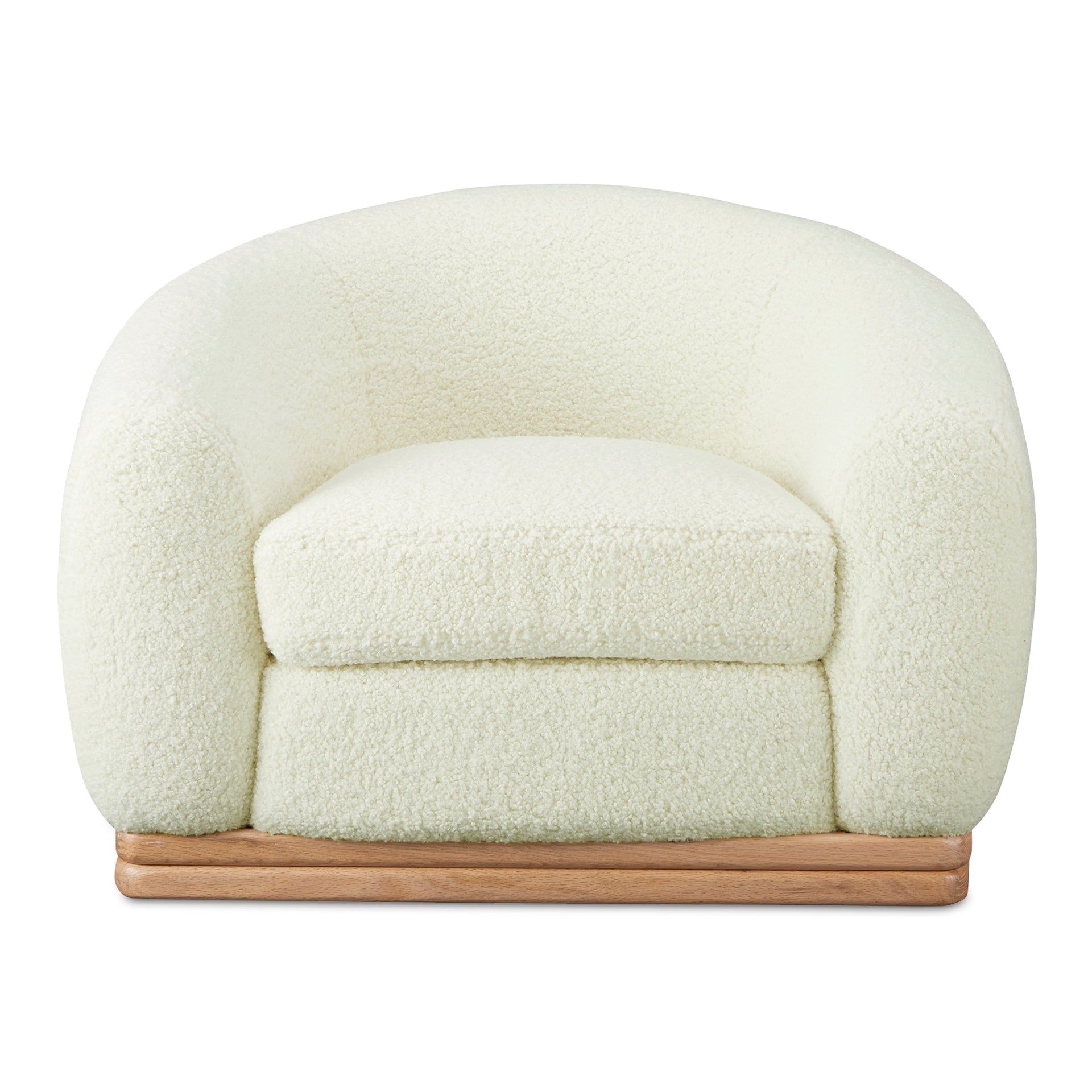 Yara Lounge Chair, Contemporary Faux Shearling, Kiln-Dried Wood Frame, Cream