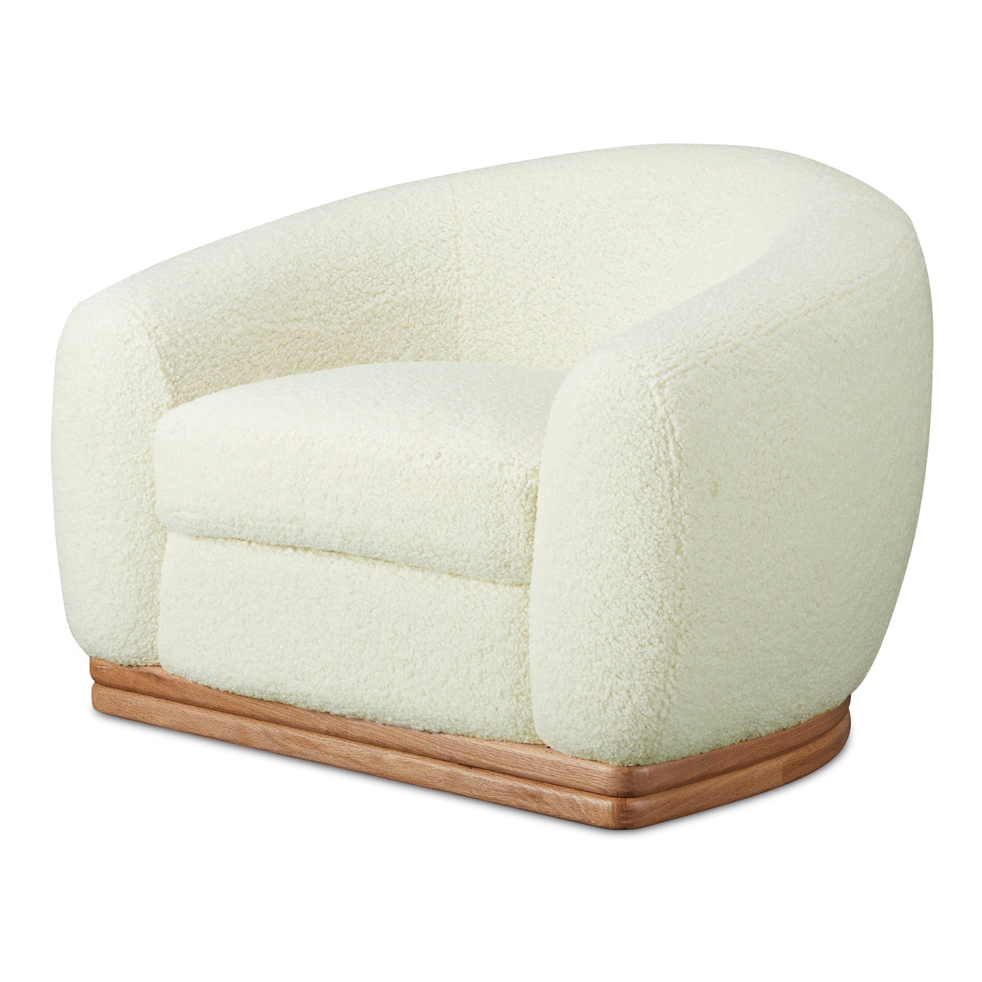 Yara Lounge Chair, Contemporary Faux Shearling, Kiln-Dried Wood Frame, Cream