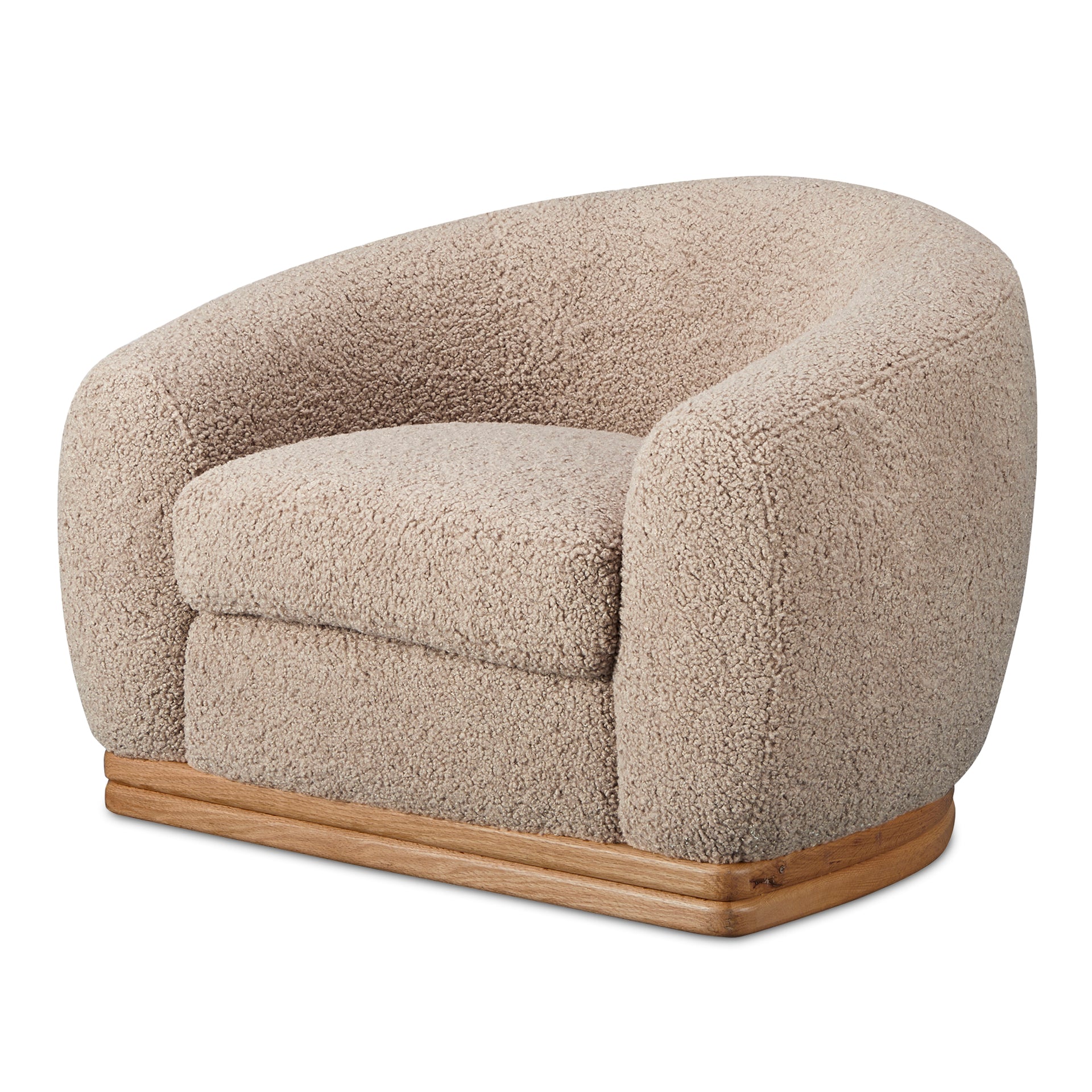 Yara Lounge Chair, Contemporary Faux Shearling, Kiln-Dried Wood Frame, Taupe
