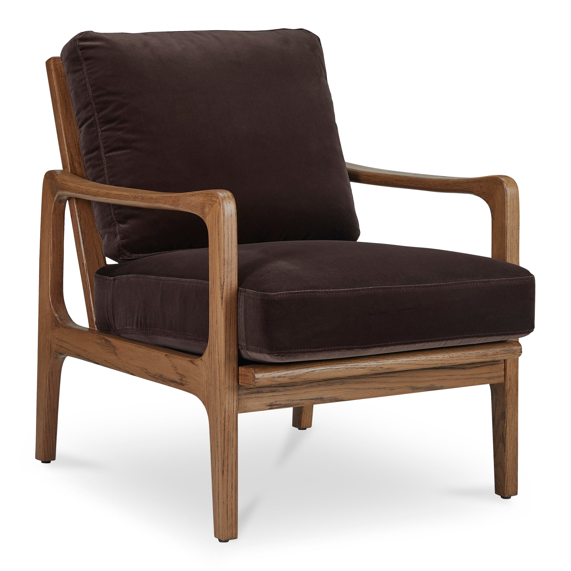 Matteo Occasional Chair, Rustic Solid Oak Frame, Foam Seat and Back, Dark Brown