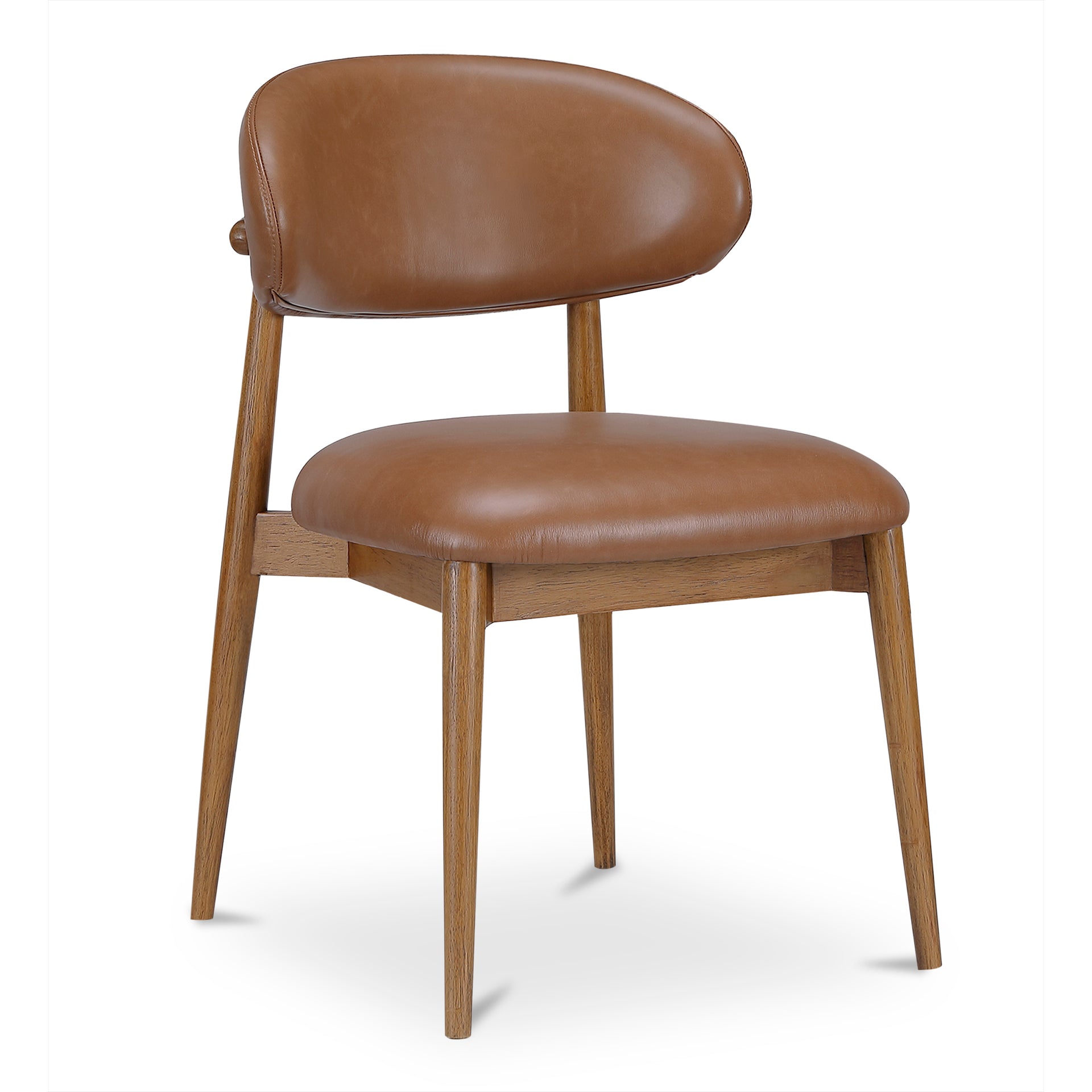 Aldric Dining Chair, Winged Backrest, Top-Grain Leather Upholstery, Brown