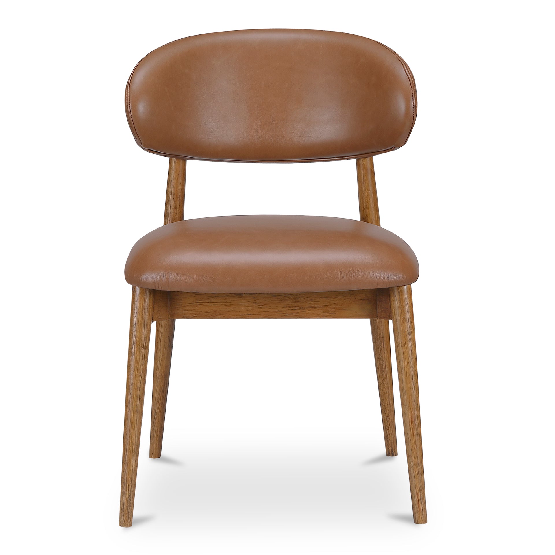 Aldric Dining Chair, Winged Backrest, Top-Grain Leather Upholstery, Brown