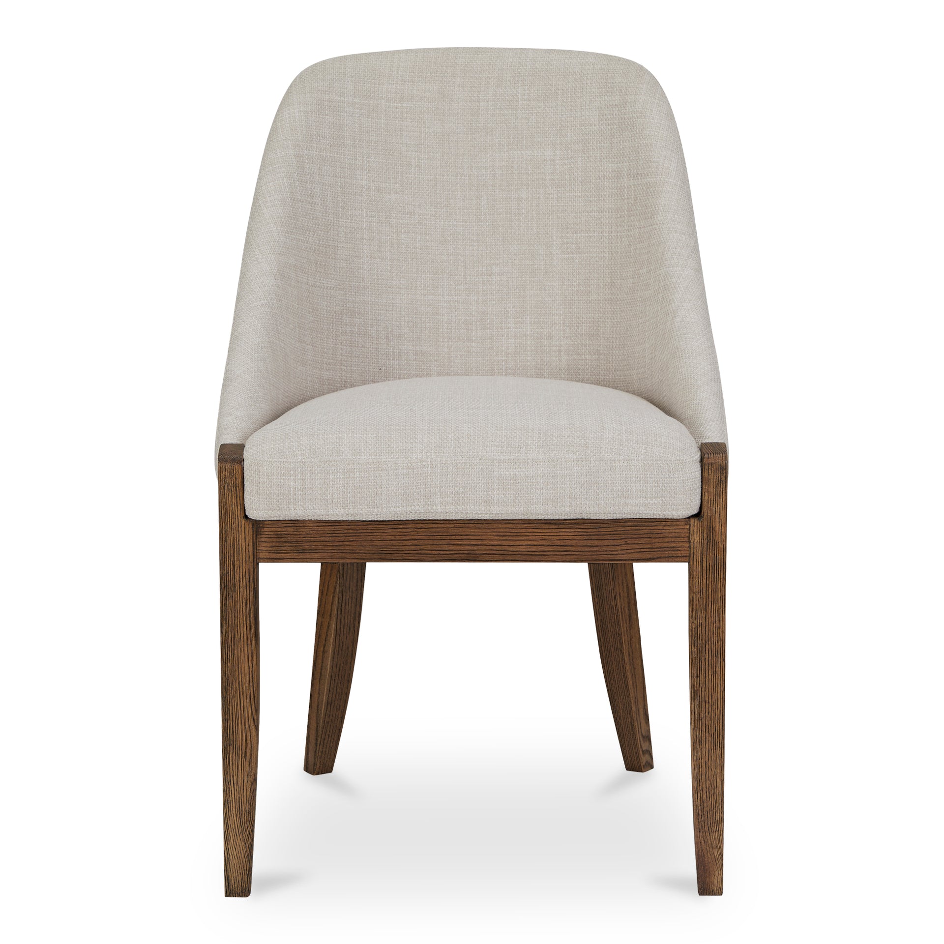 Niles Dining Chair, Polyester Upholstery, Solid Oak Frame, Heather Beige