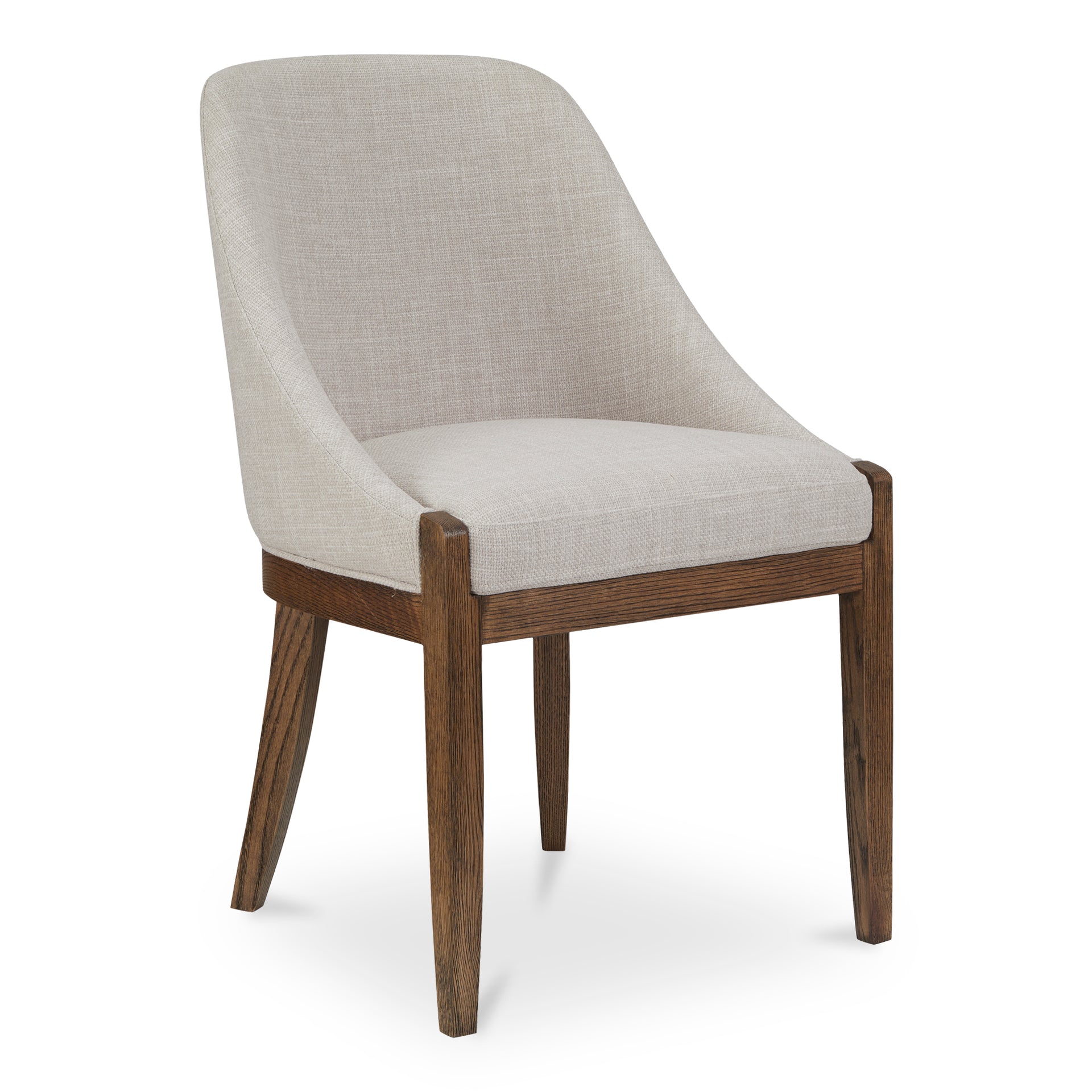 Niles Dining Chair, Polyester Upholstery, Solid Oak Frame, Heather Beige