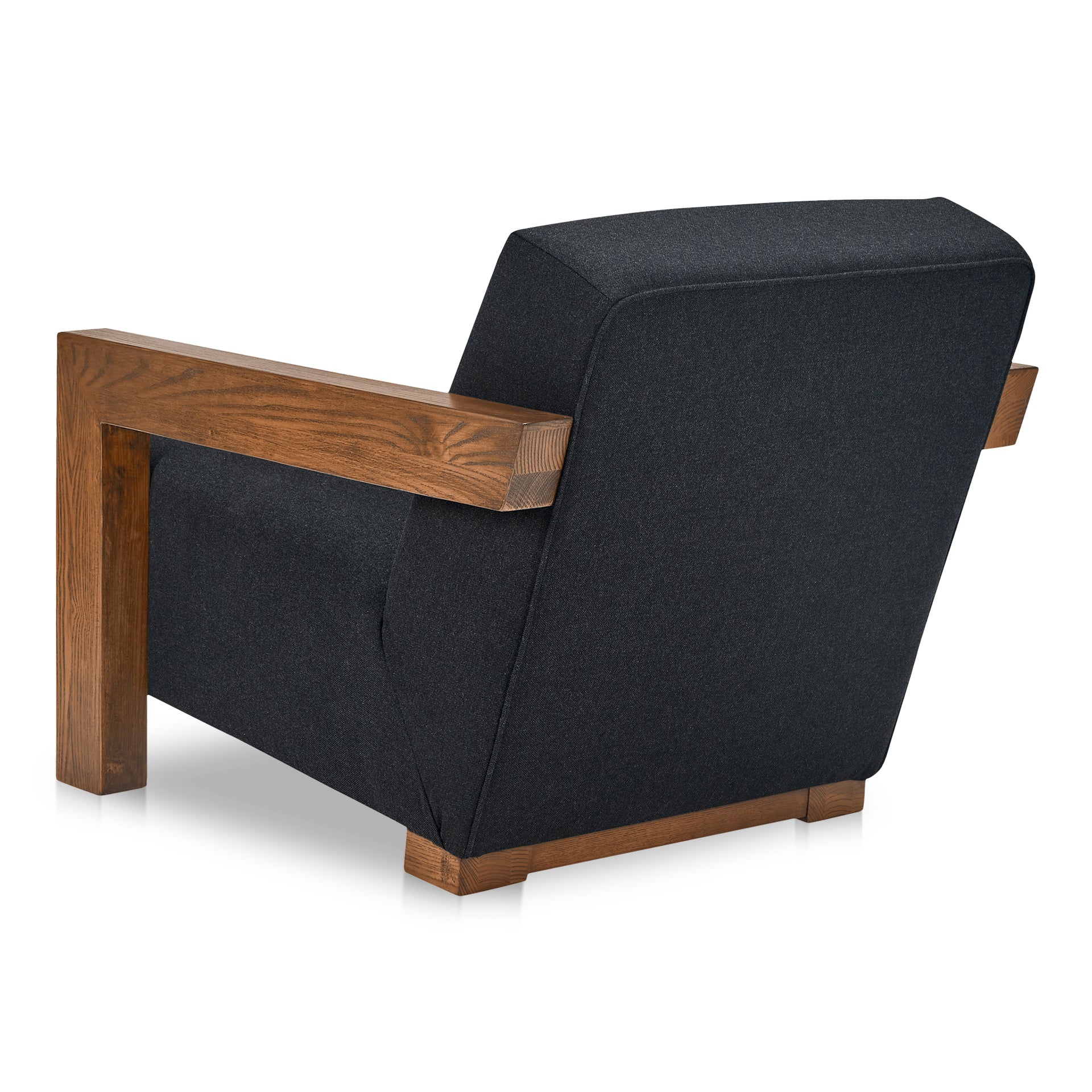 Lorien Lounge Chair, Herringbone Wool Blend Upholstery, Solid Oak Frame, Charcoal Grey