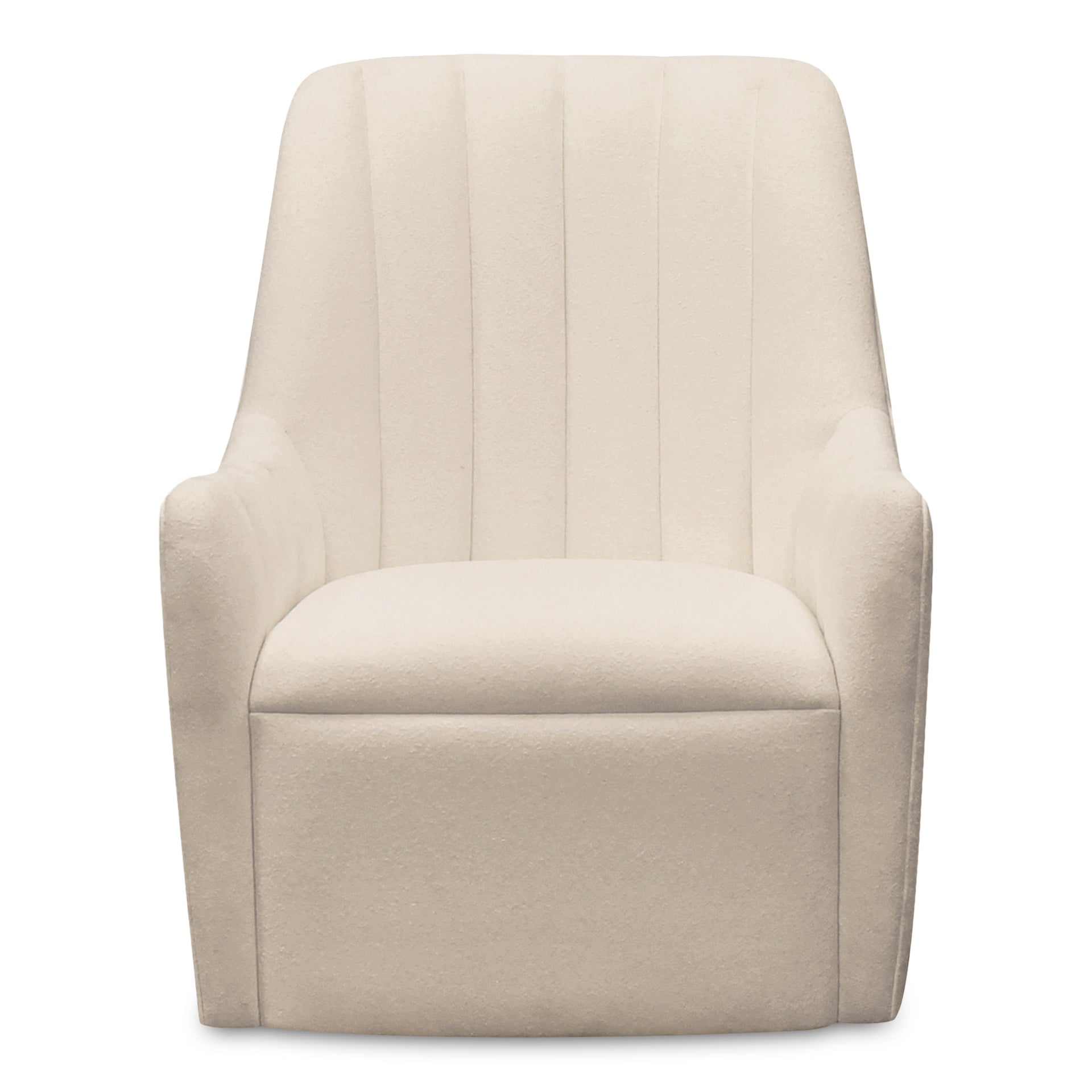 Linden Swivel Chair, Soft Performance Fabric, 360° Swivel, High Back, White