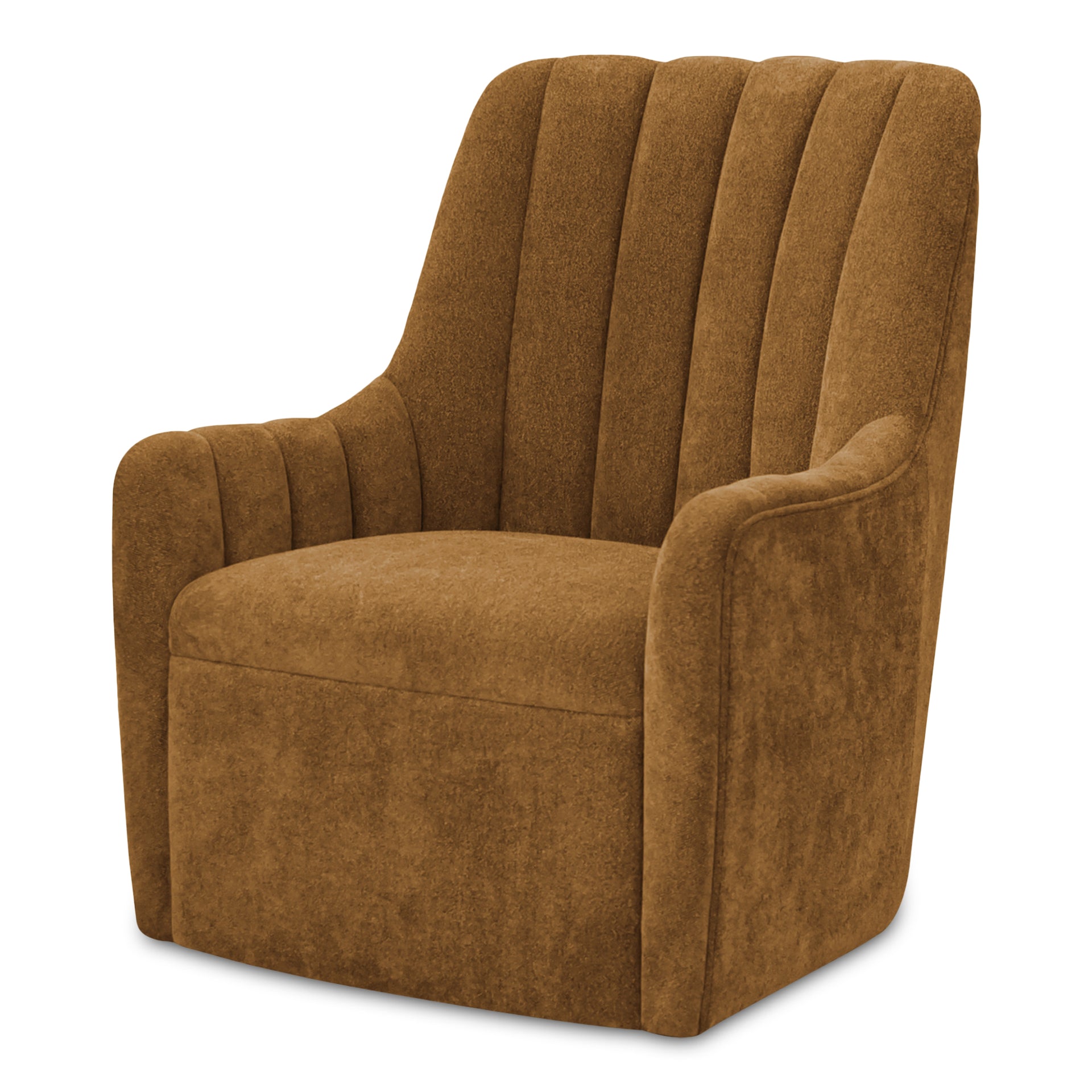 Linden Swivel Chair, Soft Performance Fabric, 360° Swivel, High Back, Ochre Brown