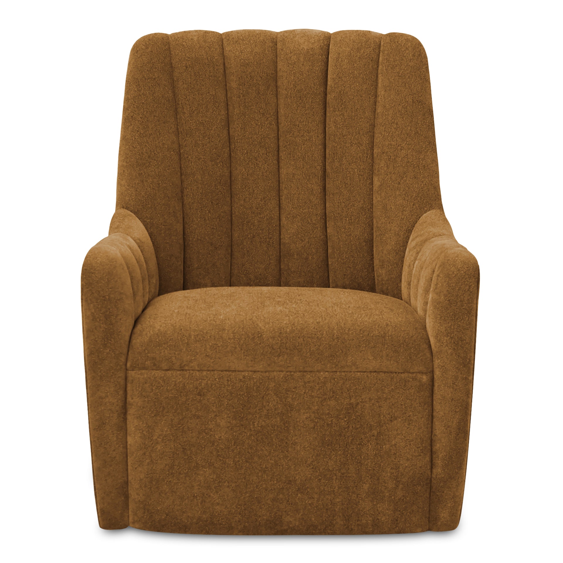 Linden Swivel Chair, Soft Performance Fabric, 360° Swivel, High Back, Ochre Brown