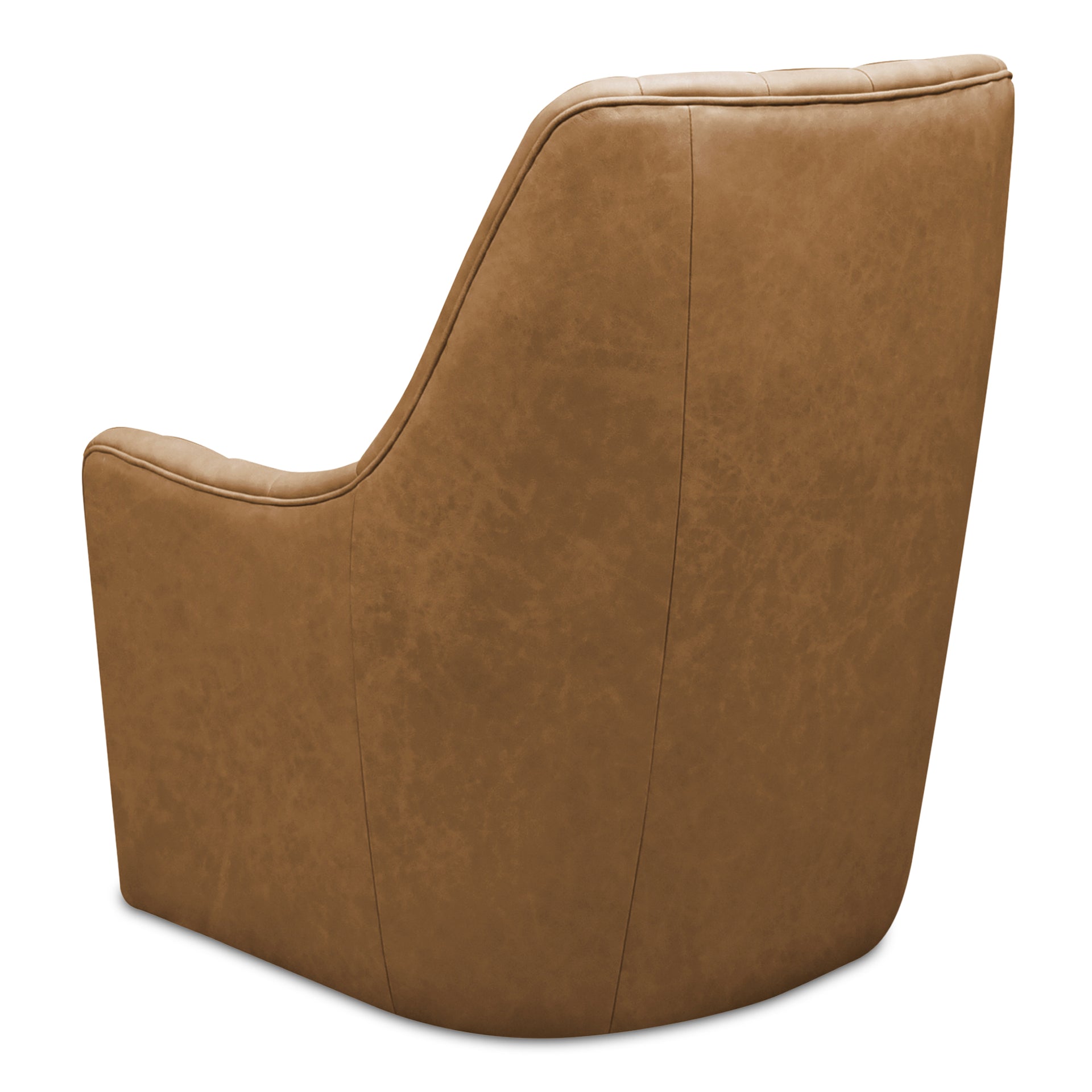 Linden Swivel Chair, Brazilian Top-Grain Leather, 360° Swivel, High Back, Tan