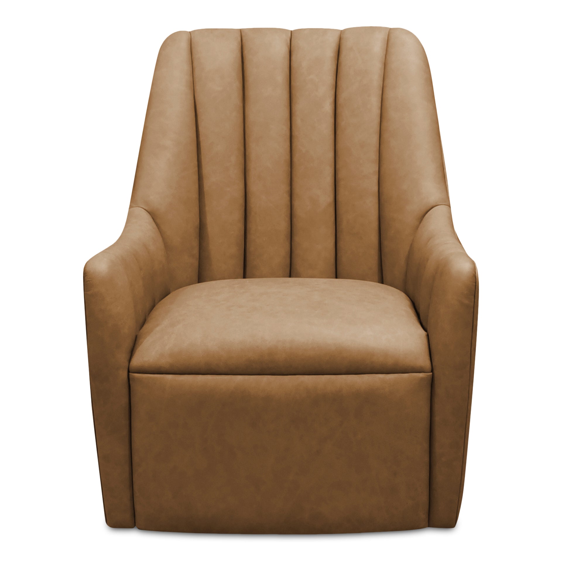 Linden Swivel Chair, Brazilian Top-Grain Leather, 360° Swivel, High Back, Tan