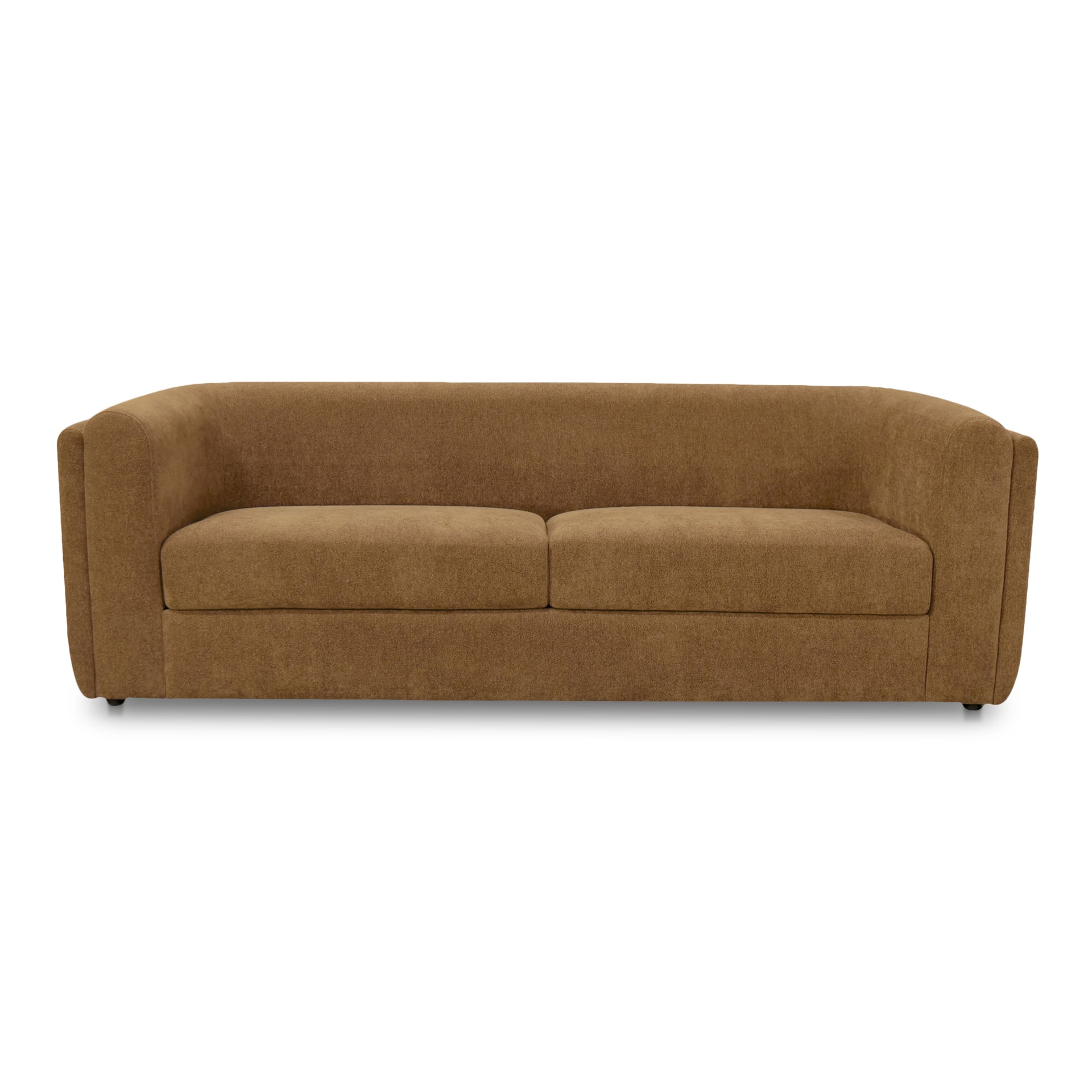 Orion Sofa, Soft Performance Treatment Fabric, Foam & Fiber Cushions, Rubber Wood Frame, Ochre Brown