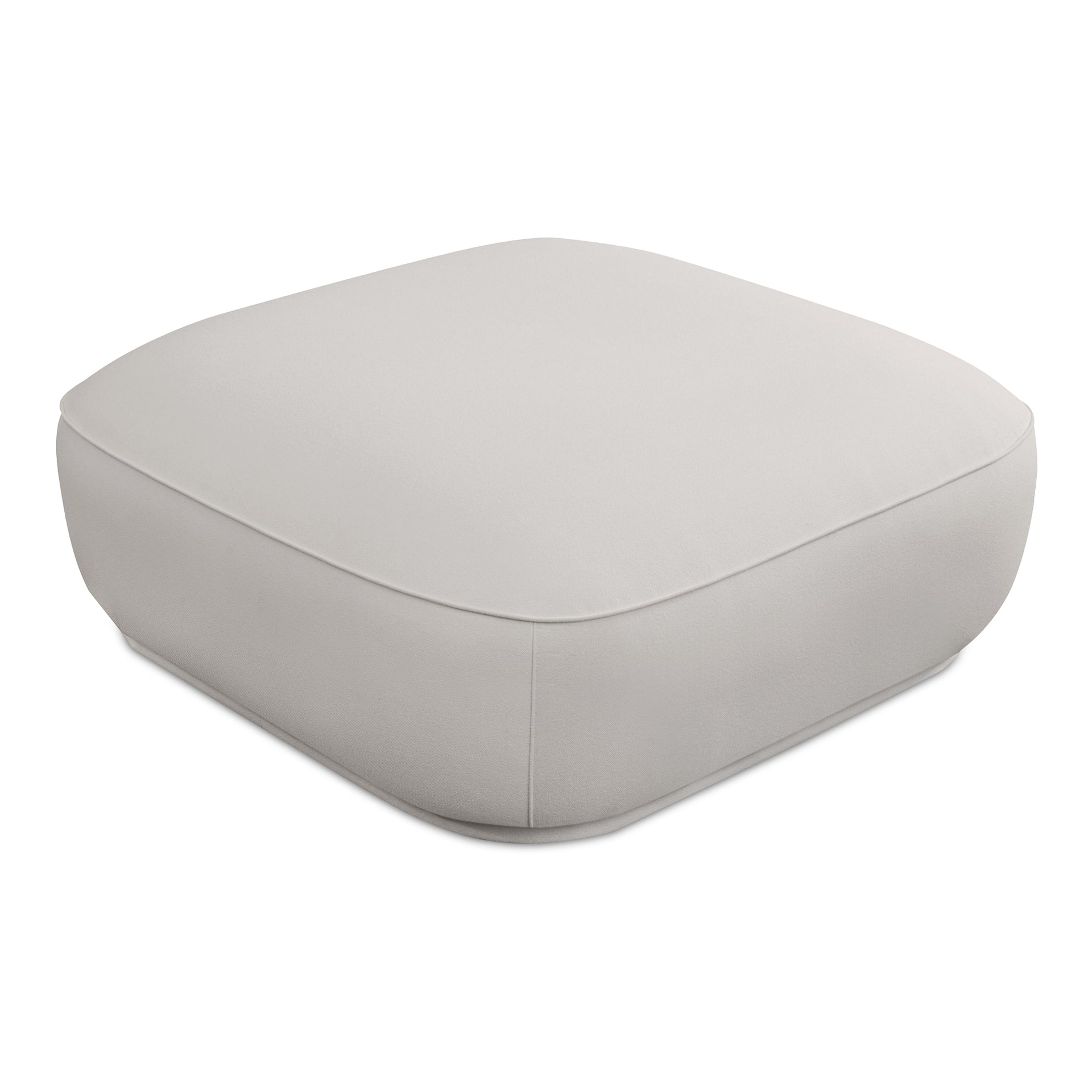 Alston Oversized Ottoman - Curved Square Upholstered Coffee Table with Anti-Stain Fabric, Recessed Base, White