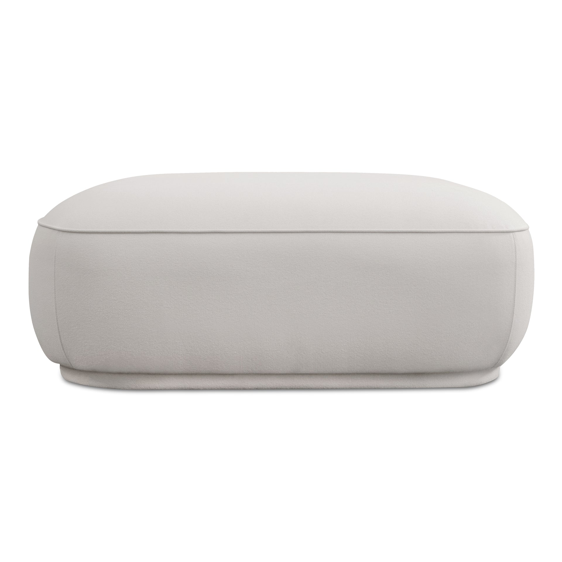 Alston Oversized Ottoman - Curved Square Upholstered Coffee Table with Anti-Stain Fabric, Recessed Base, White