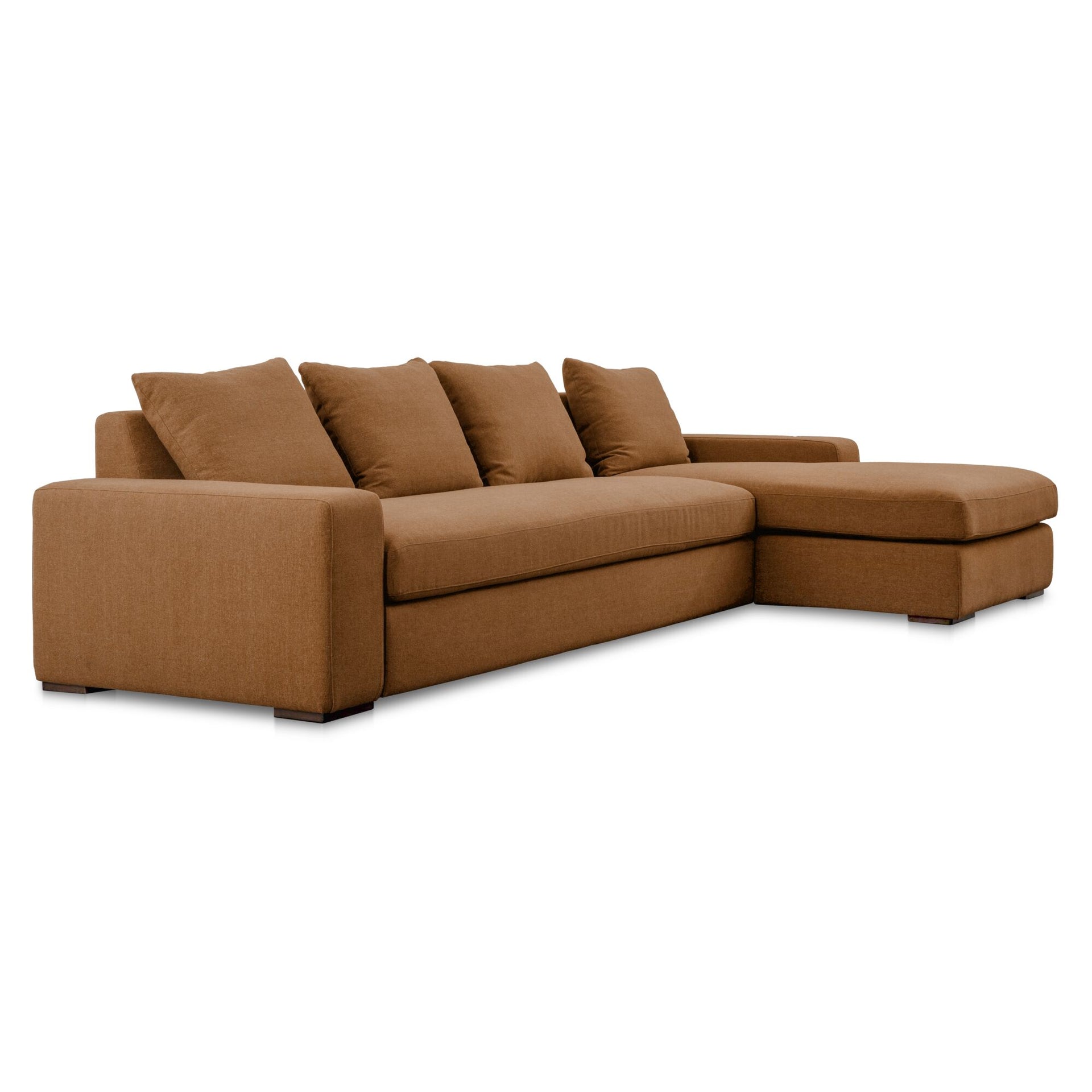 Cavan Right-Facing Sectional Sofa, Wide Track Arms, Performance Polyester Upholstery, Feather Blend Cushions, Seats 5, Rust