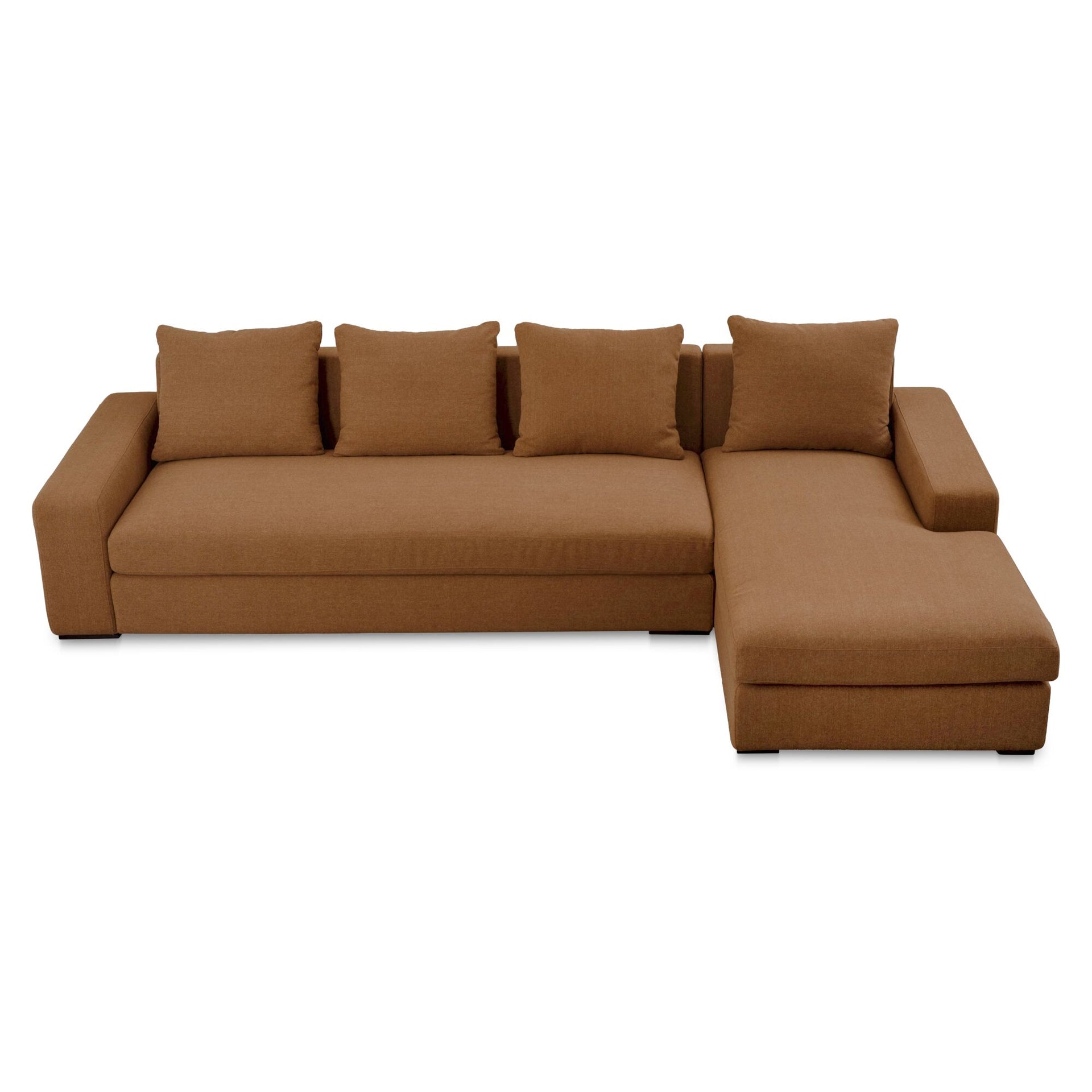 Cavan Right-Facing Sectional Sofa, Wide Track Arms, Performance Polyester Upholstery, Feather Blend Cushions, Seats 5, Rust