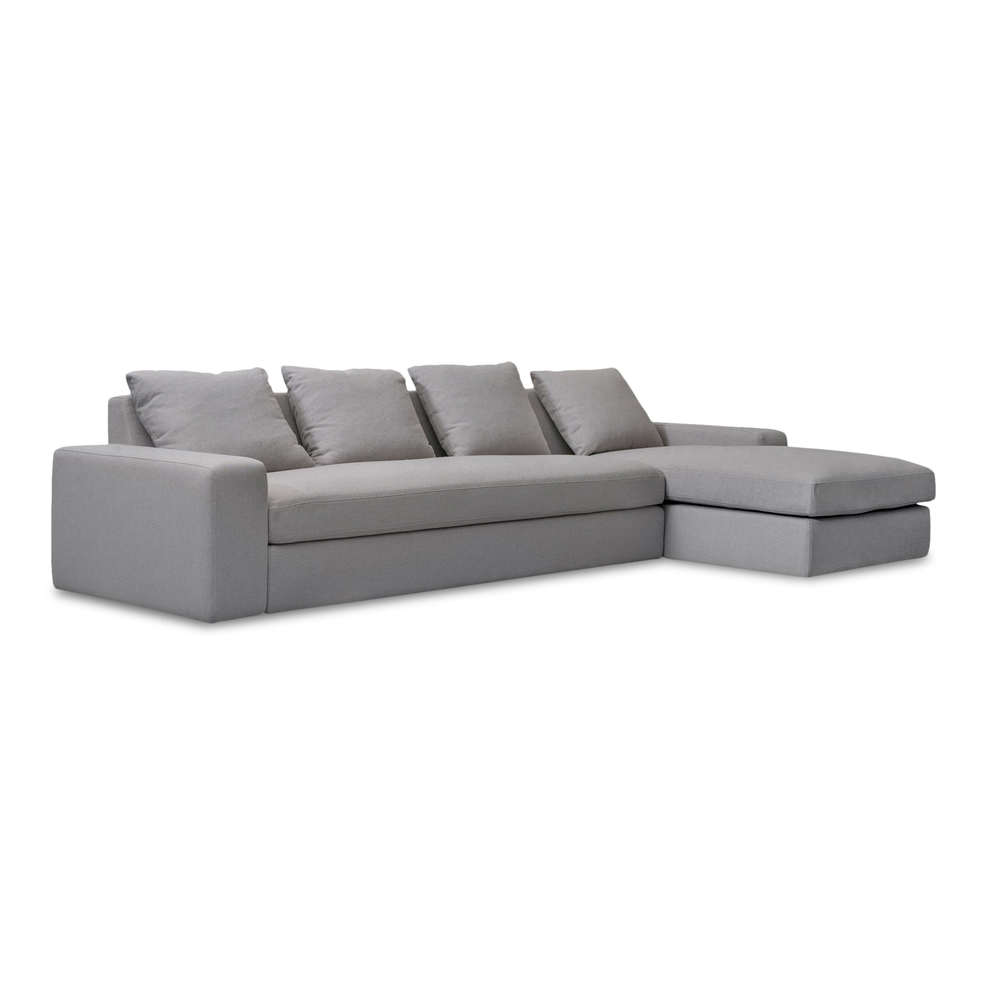 Cavan Right-Facing Sectional Sofa, Wide Track Arms, Performance Polyester Upholstery, Feather Blend Cushions, Seats 5, Grey
