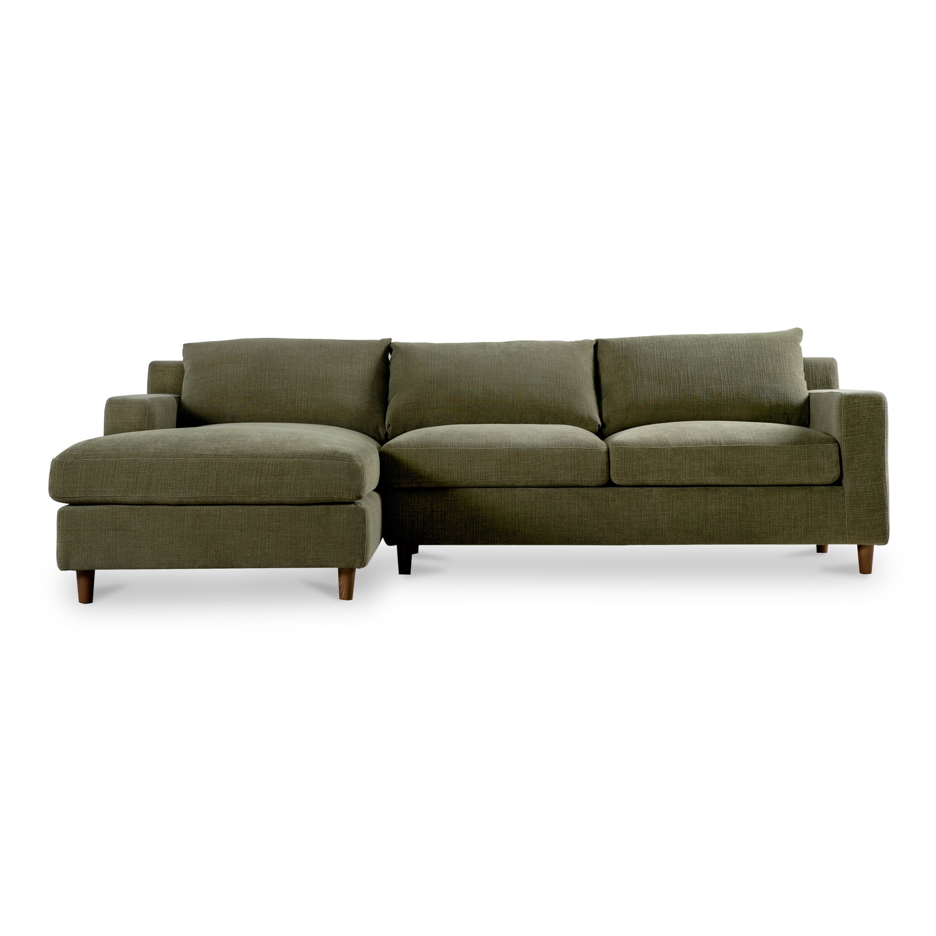 Veyric Left-Facing Sectional Sofa, High Back, Chenille Polyester Upholstery, Feather Blend Seat, Seats 4, Olive
