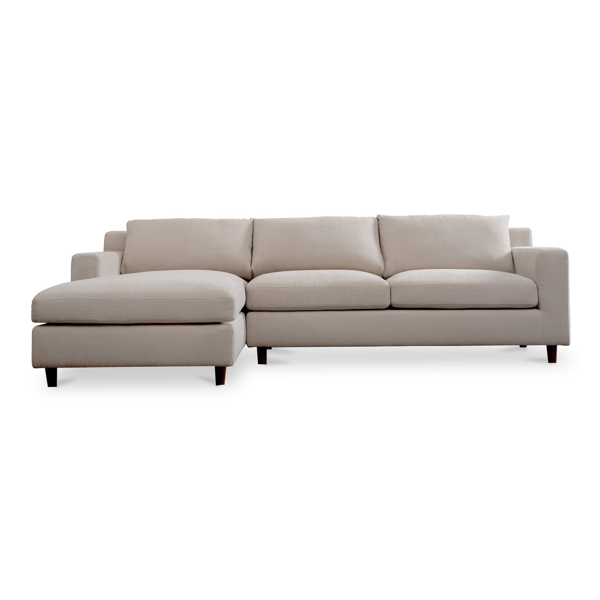Veyric Left-Facing Sectional Sofa, High Back, Chenille Performance Fabric, Feather Blend Seat, Beige, Seats 4