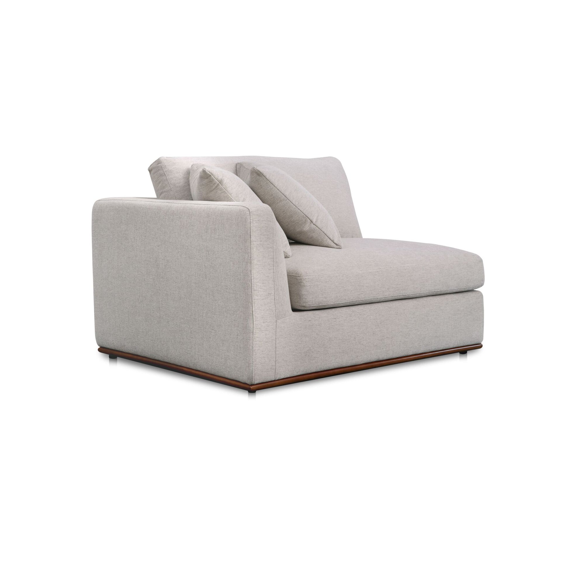 Rio Left-Facing Chair, Feather-Fiber Cushions, Rubber Wood Base, Flecked Grey