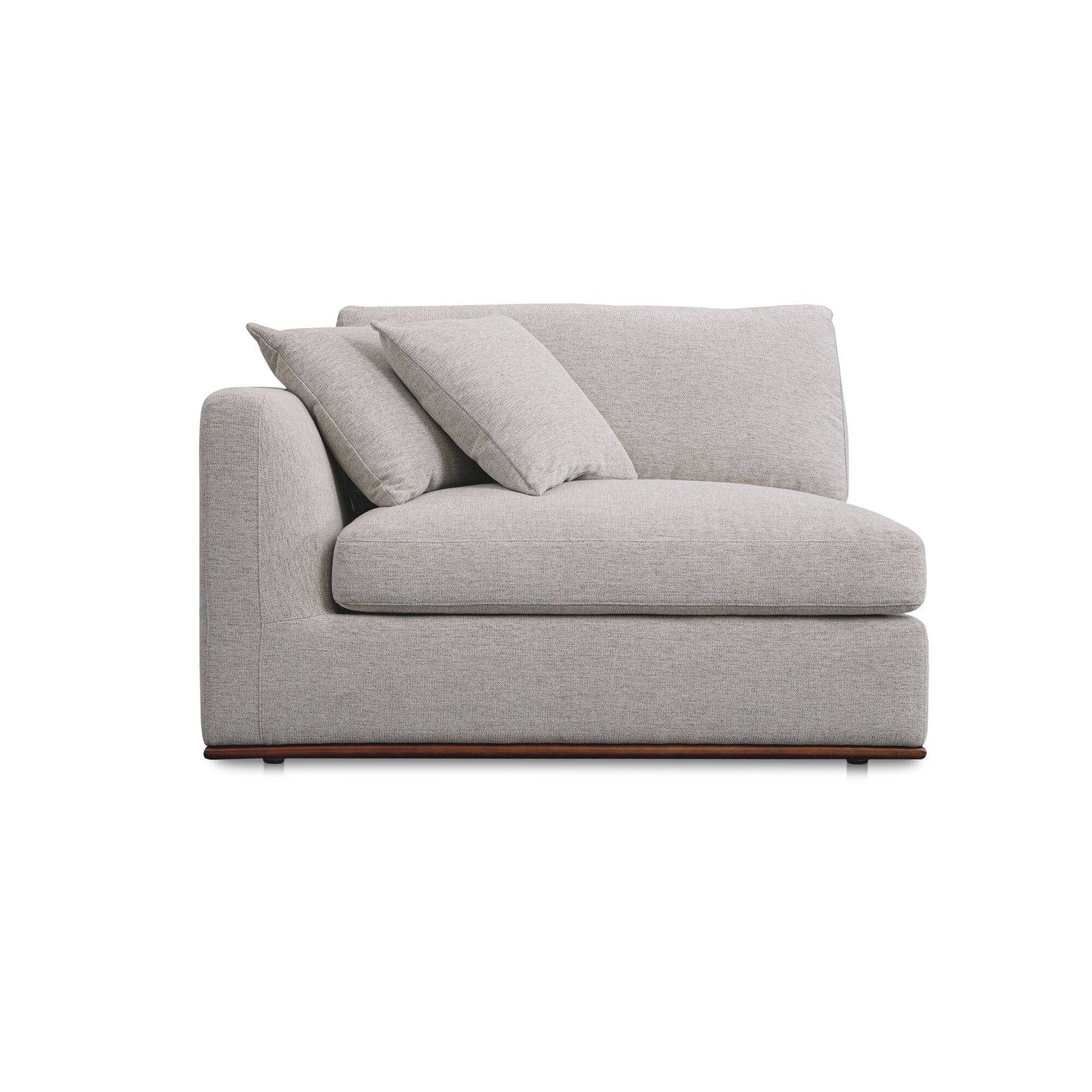 Rio Left-Facing Chair, Feather-Fiber Cushions, Rubber Wood Base, Flecked Grey