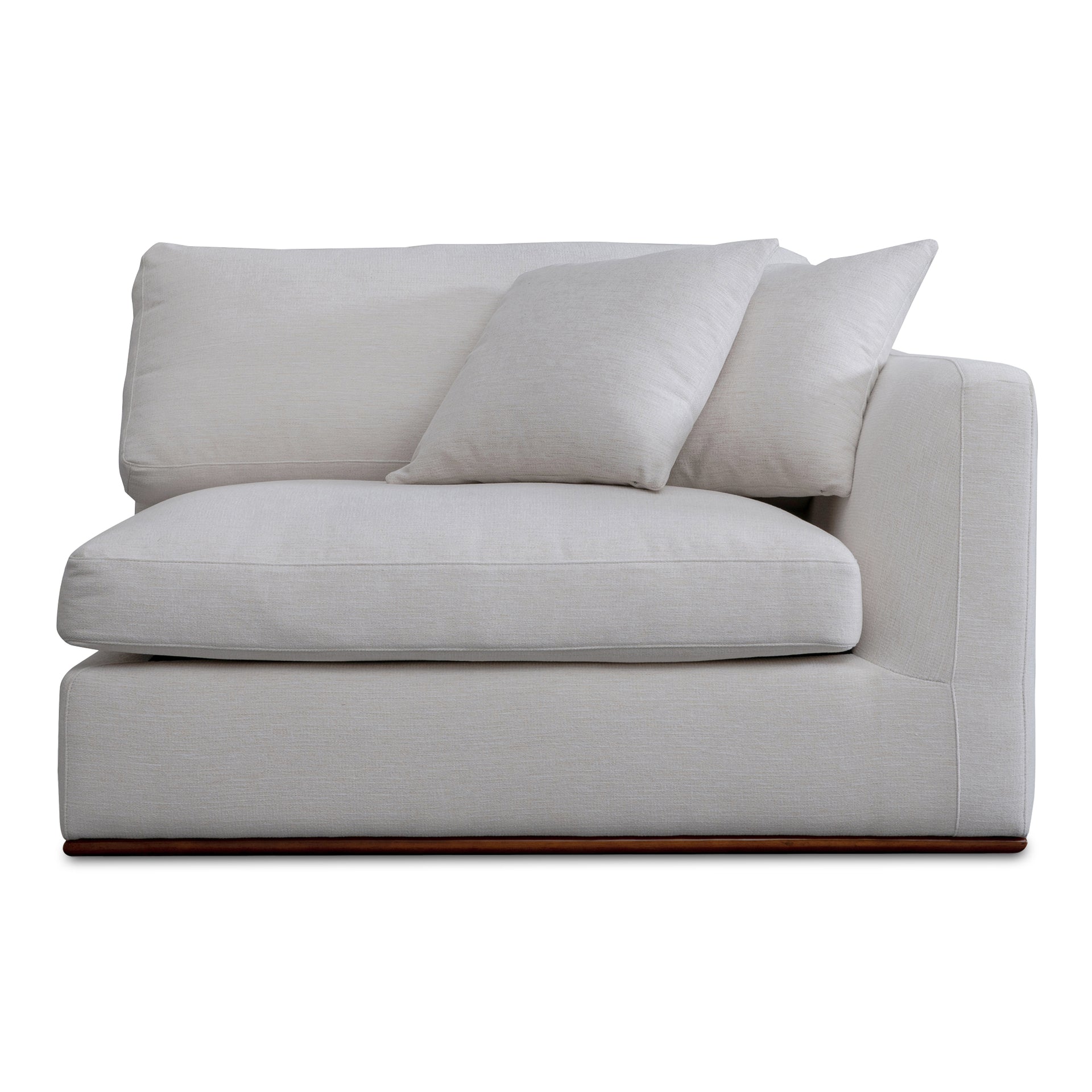 Rio Right-Facing Chair, Feather-Fiber Cushions, Rubber Wood Base, Off-White
