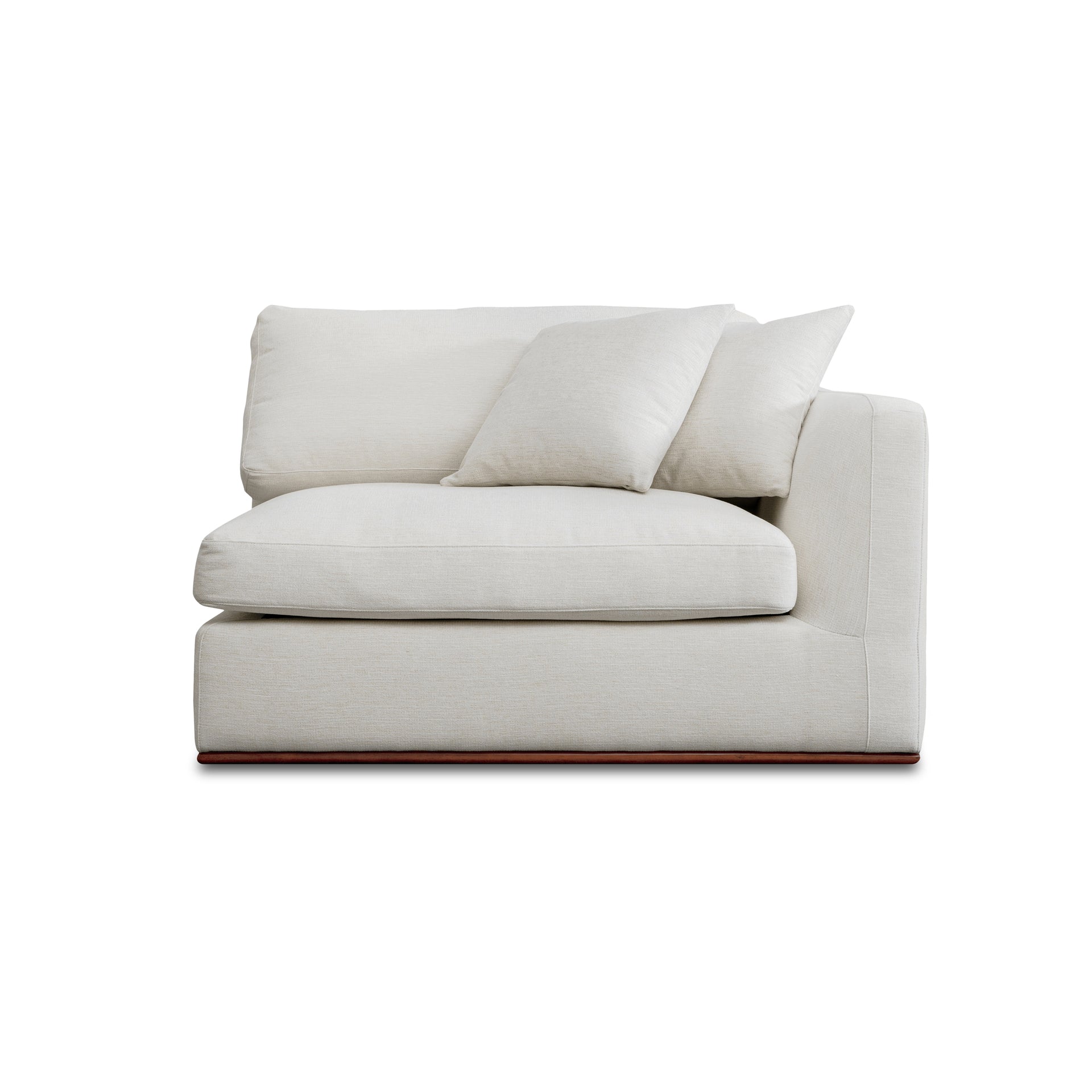 Rio Right-Facing Chair, Feather-Fiber Cushions, Rubber Wood Base, Off-White