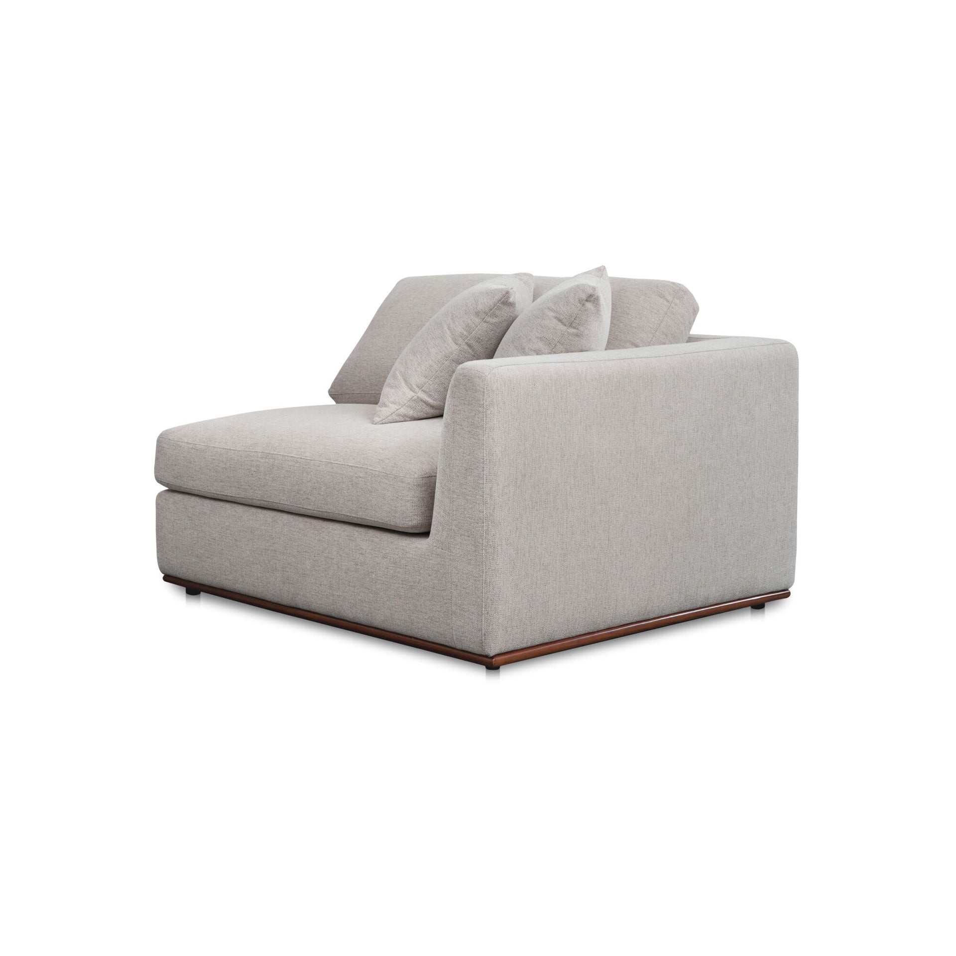 Rio Right-Facing Chair, Feather-Fiber Cushions, Rubber Wood Base, Flecked Grey