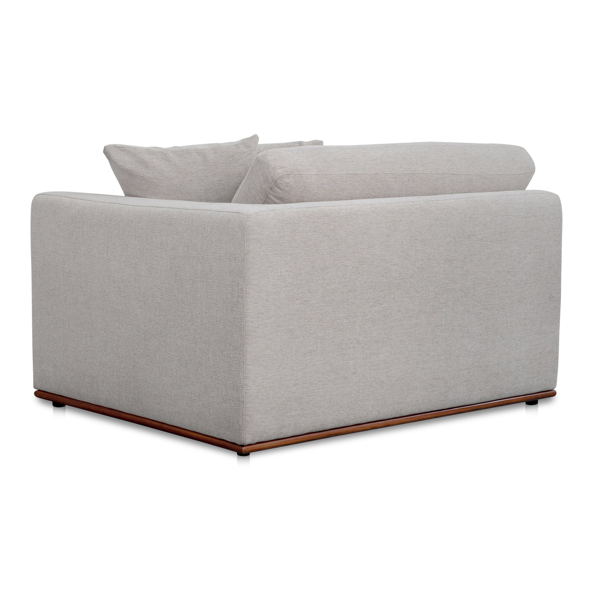 Rio Right-Facing Chair, Feather-Fiber Cushions, Rubber Wood Base, Flecked Grey