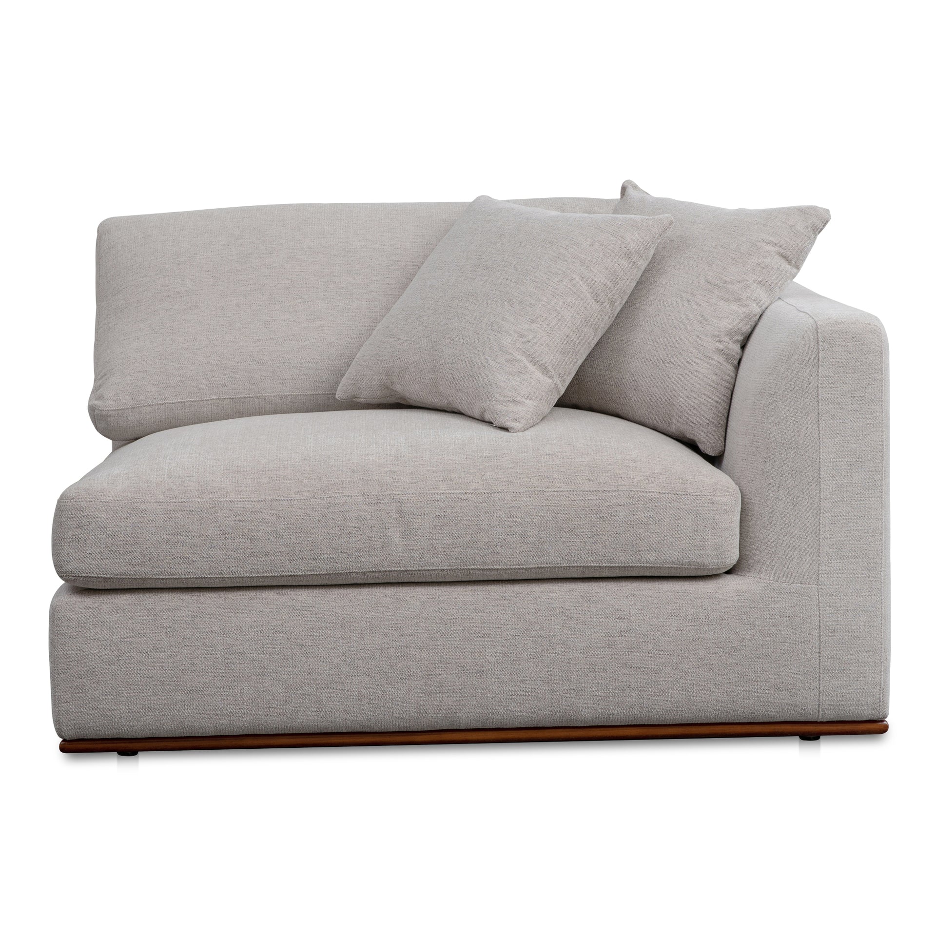 Rio Right-Facing Chair, Feather-Fiber Cushions, Rubber Wood Base, Flecked Grey