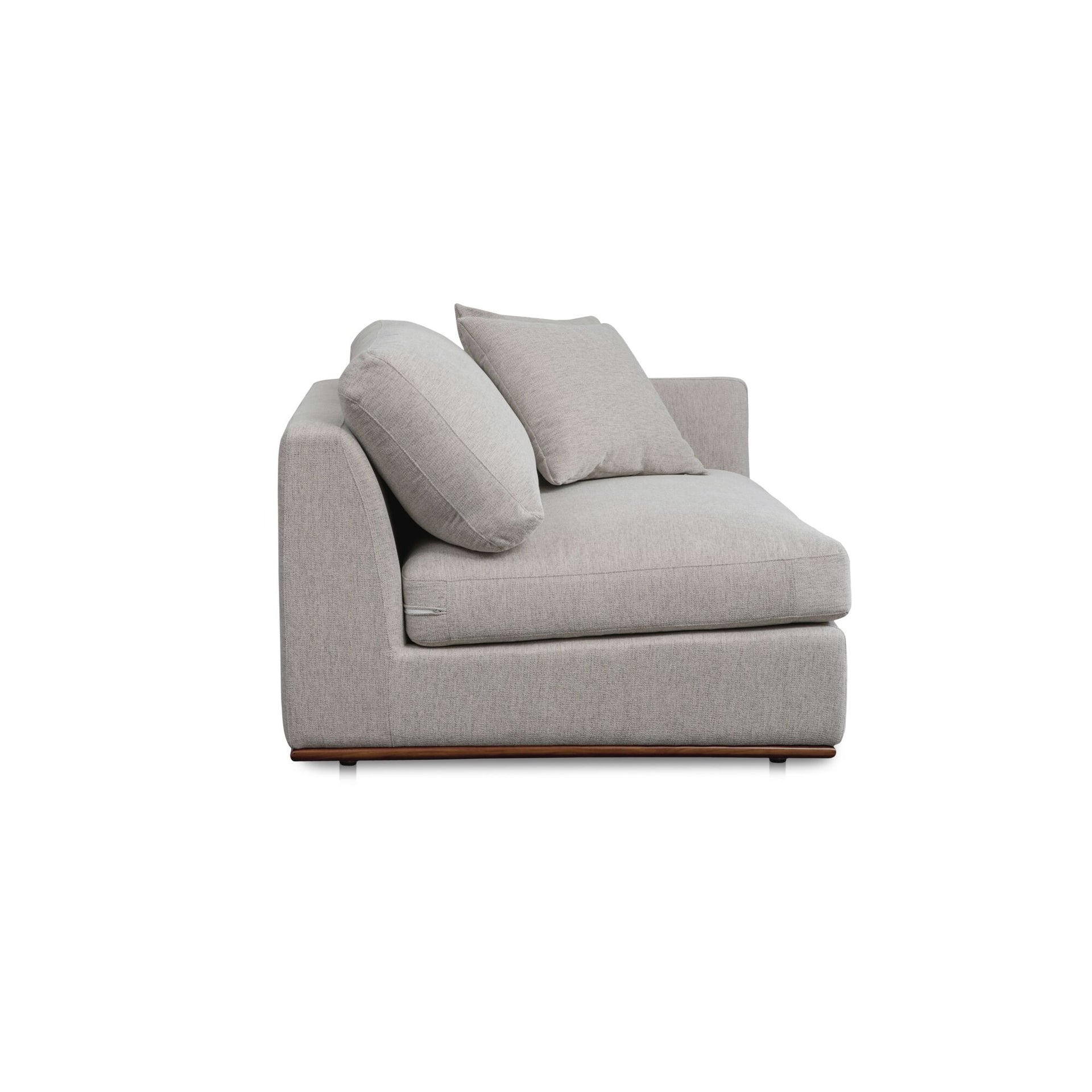 Rio Right-Facing Chair, Feather-Fiber Cushions, Rubber Wood Base, Flecked Grey