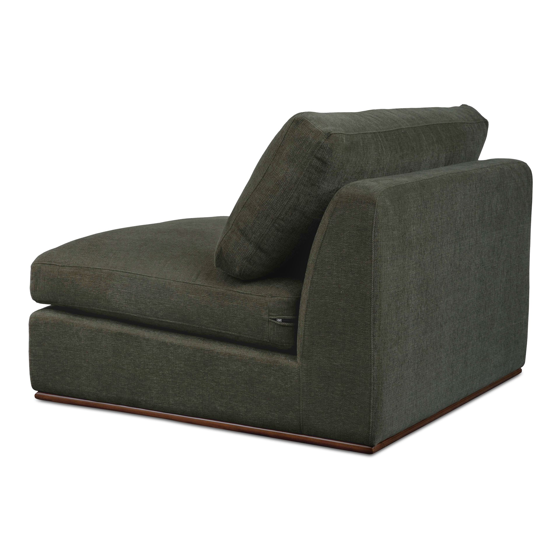 Rio Slipper Chair, Feather-Fiber Cushions, Rubber Wood Base, Deep Green