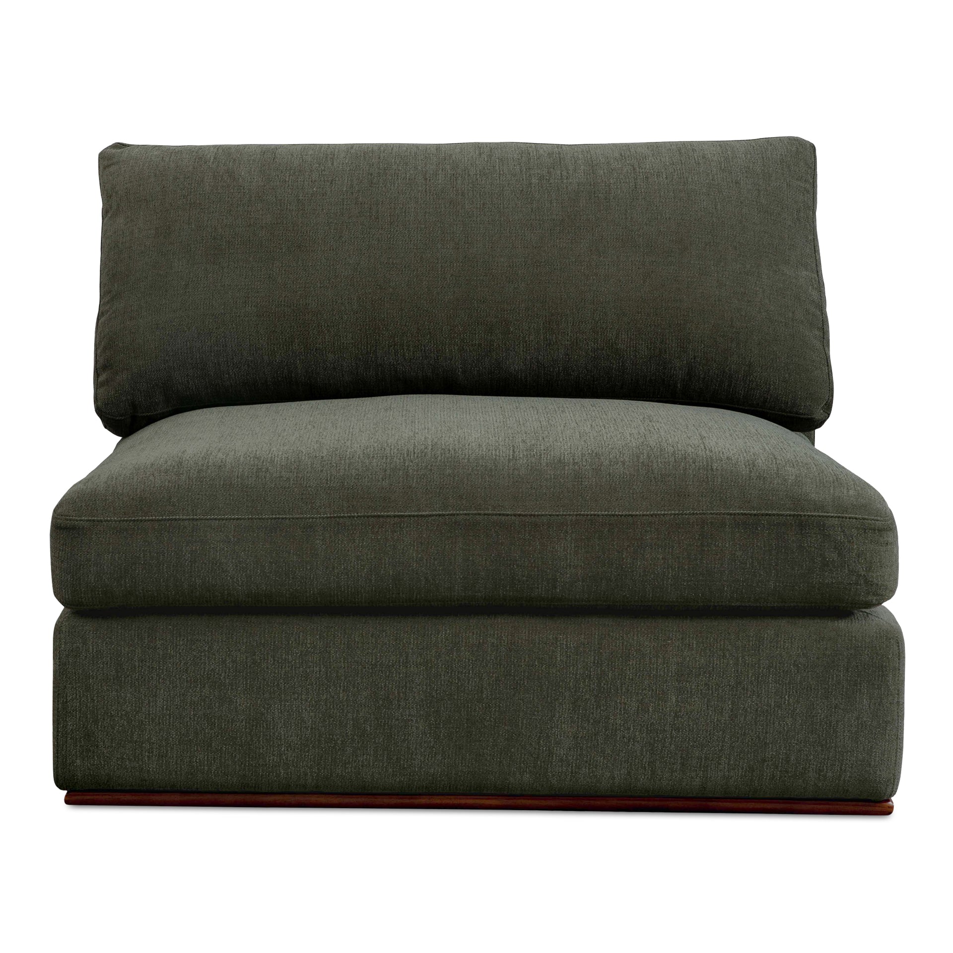 Rio Slipper Chair, Feather-Fiber Cushions, Rubber Wood Base, Deep Green