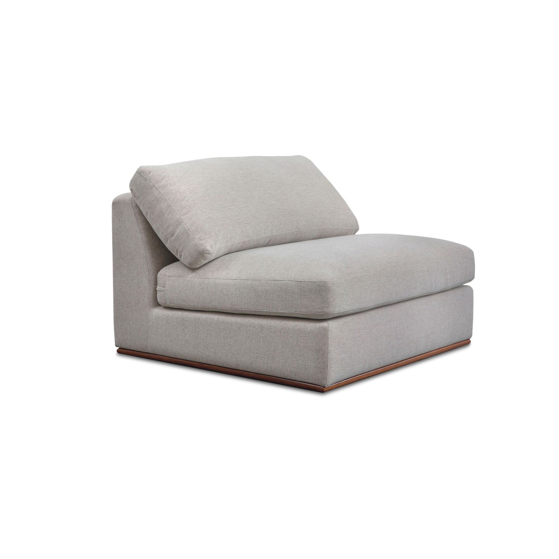 Rio Slipper Chair, Feather-Fiber Cushions, Rubber Wood Base, Flecked Grey