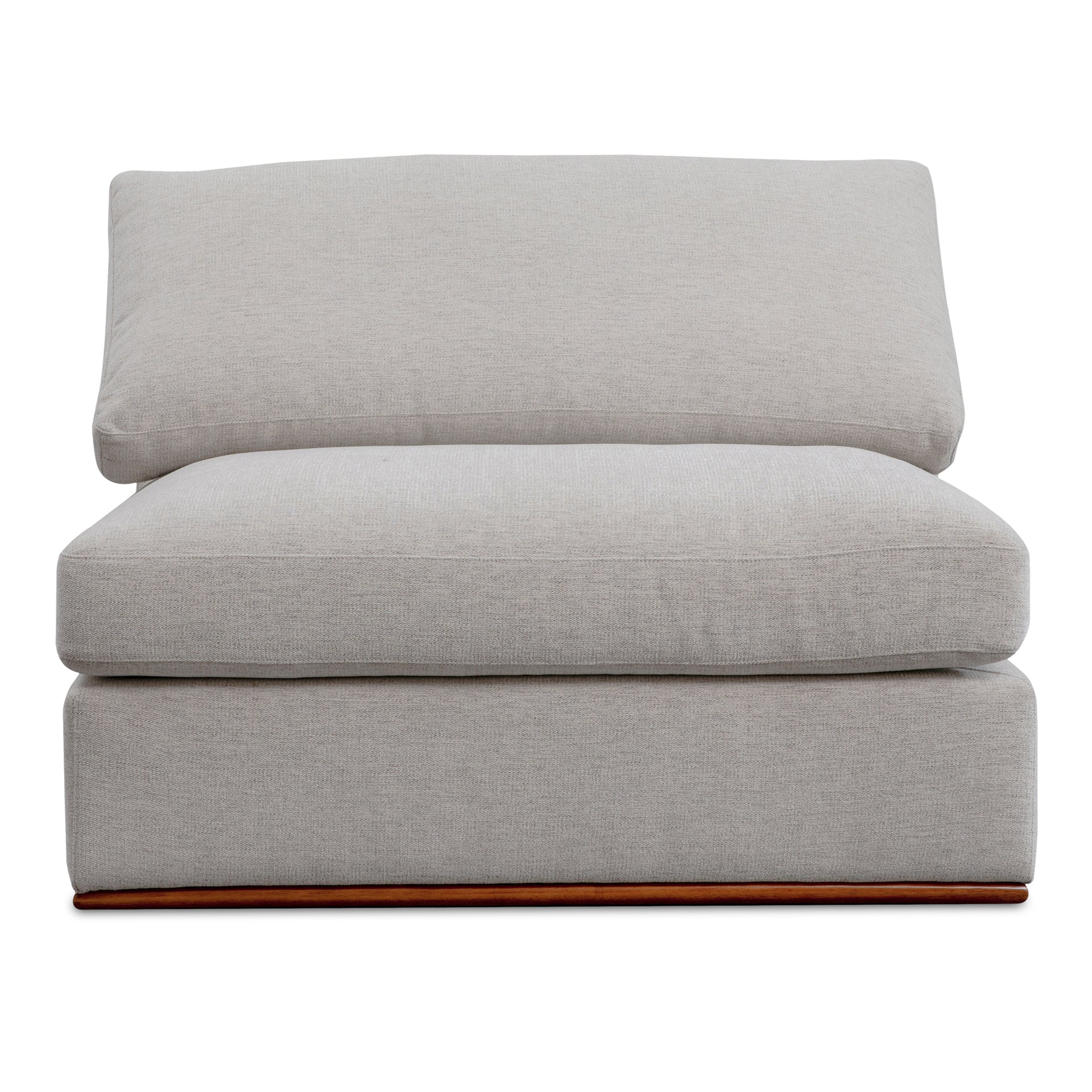 Rio Slipper Chair, Feather-Fiber Cushions, Rubber Wood Base, Flecked Grey