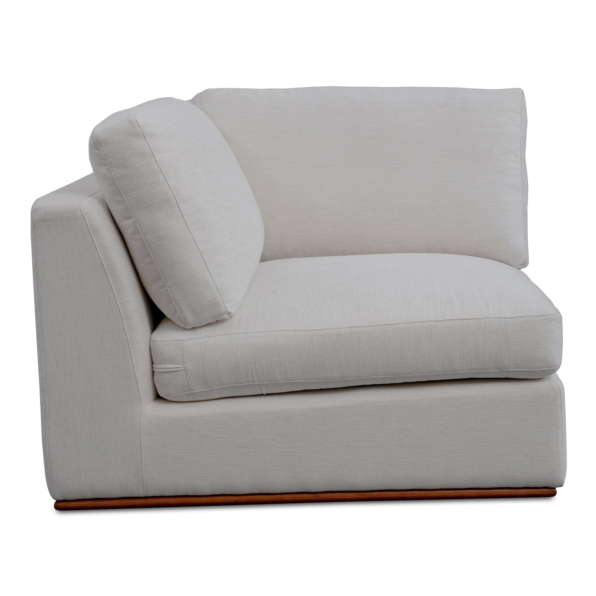 Rio Corner Chair, Feather-Fiber Cushions, Rubber Wood Base, Off-White