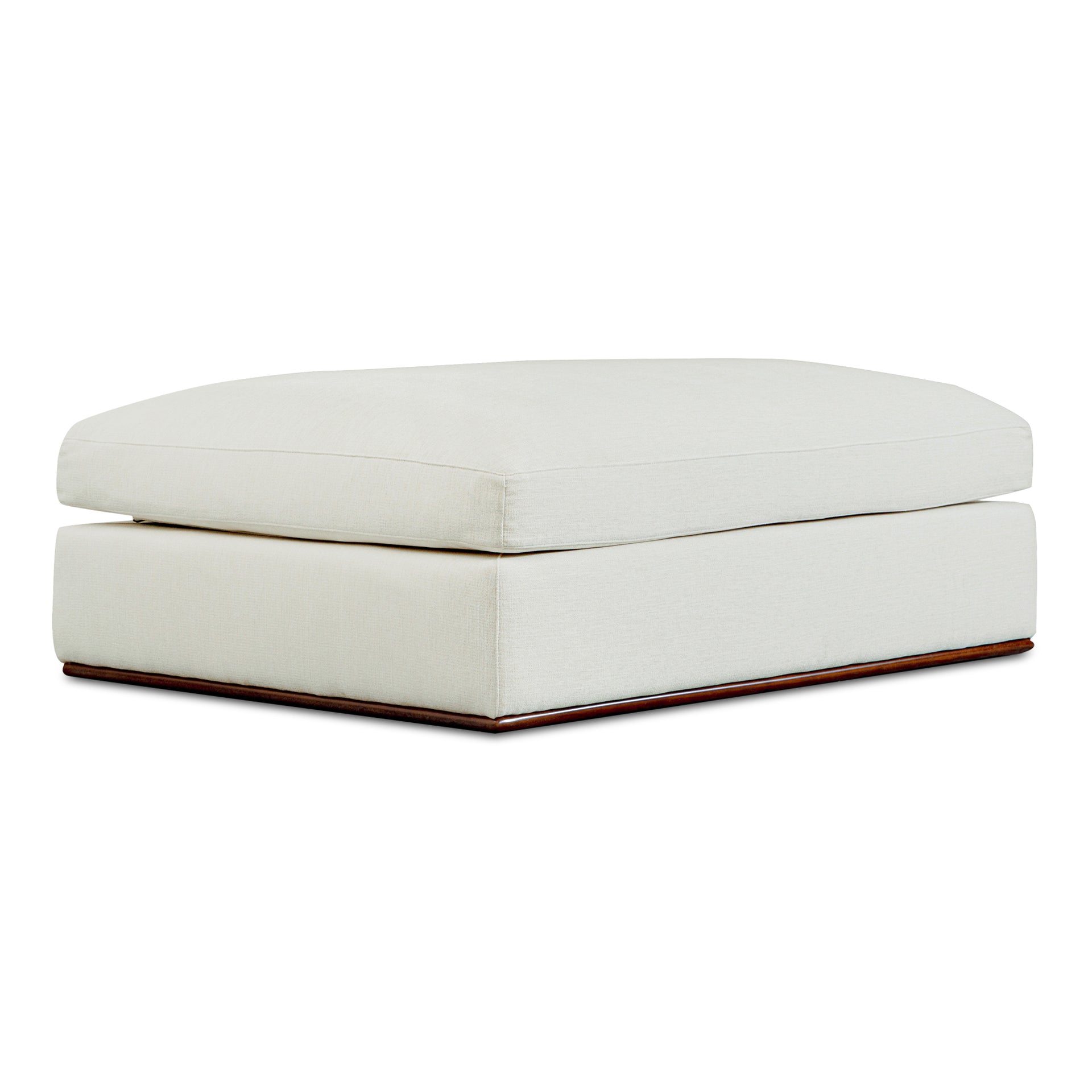 Rio Ottoman, Feather-Fiber Cushion, Rubber Wood Base, Off-White