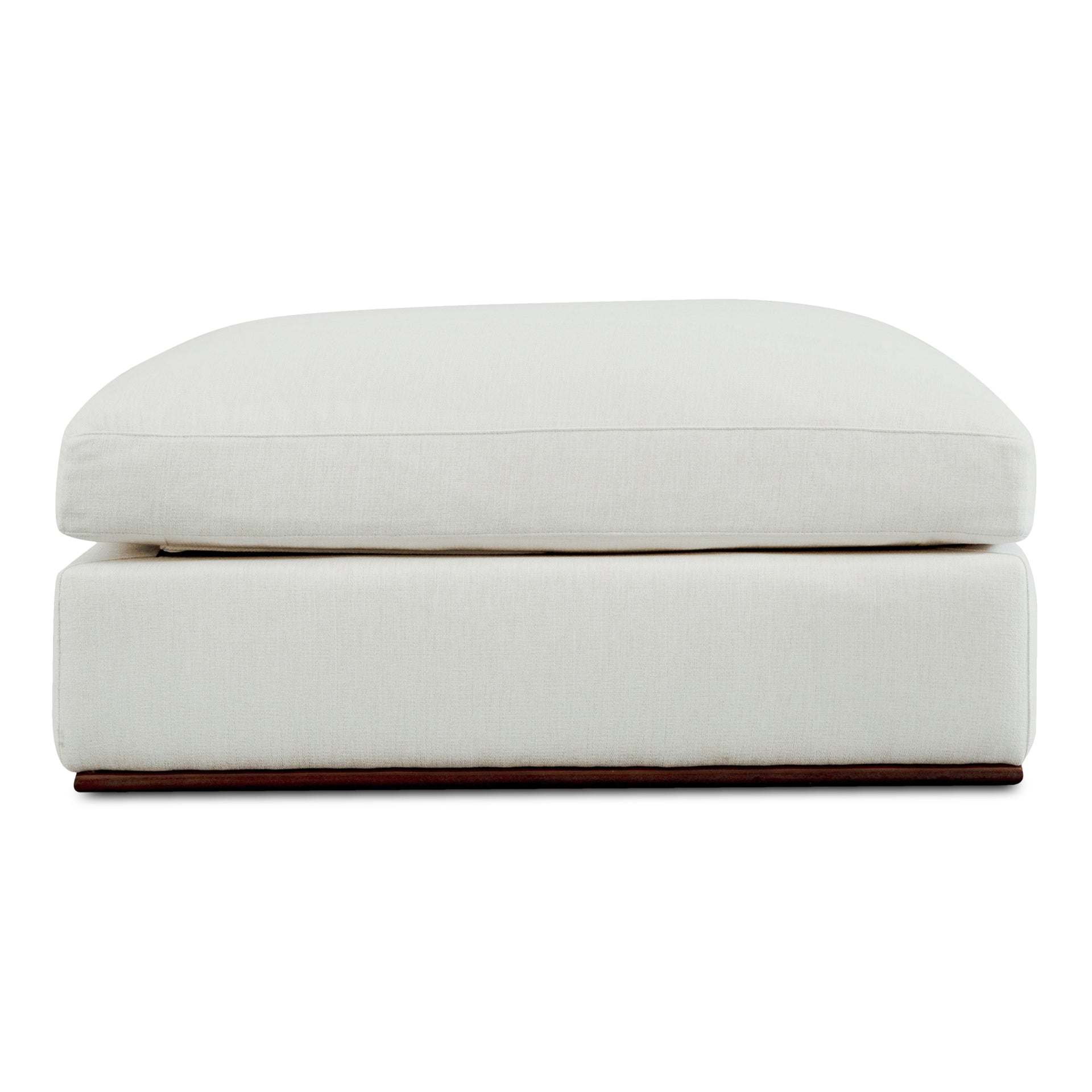 Rio Ottoman, Feather-Fiber Cushion, Rubber Wood Base, Off-White