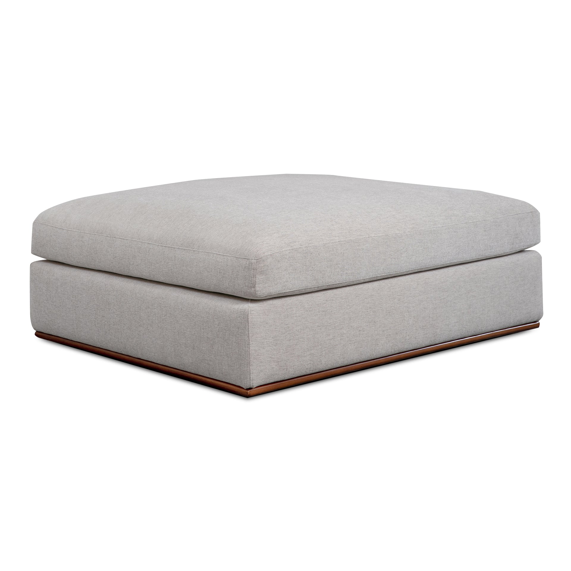 Rio Ottoman, Feather-Fiber Cushion, Rubber Wood Base, Flecked Grey