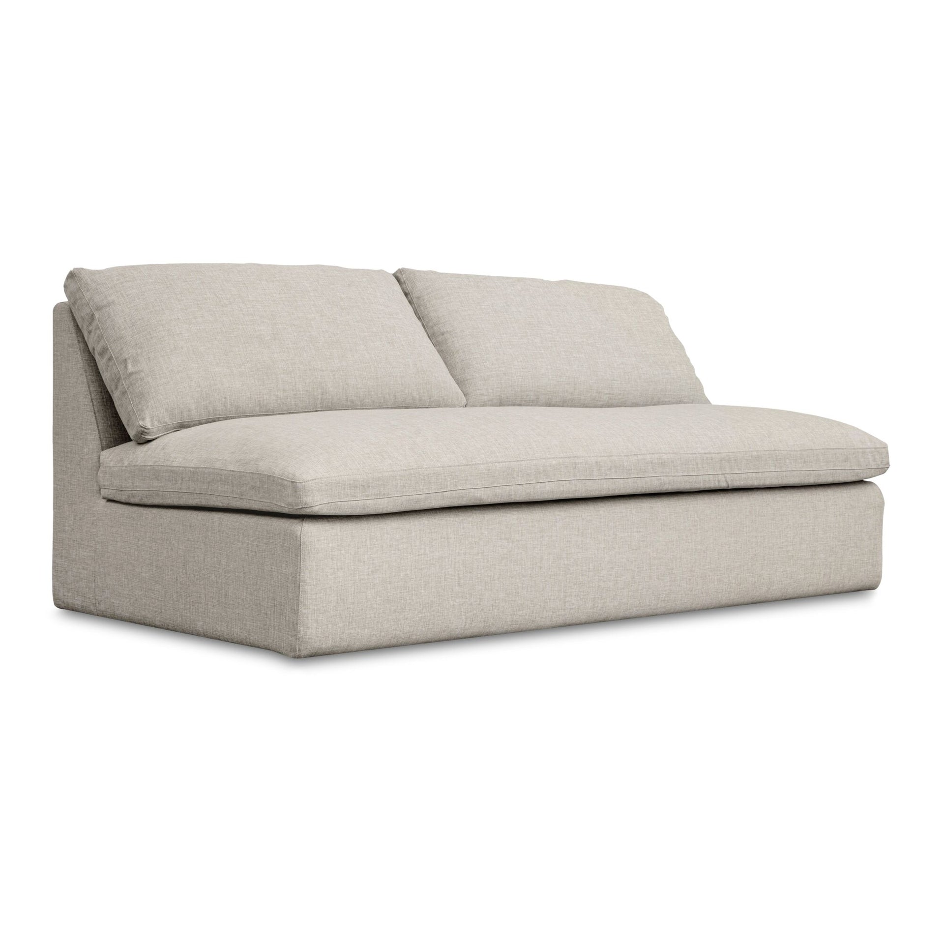 Odessa Outdoor Sofa, Weather-Resistant Performance Fabric, Speckled Design, Quick-Dry Foam, Aluminum Frame, Light Grey