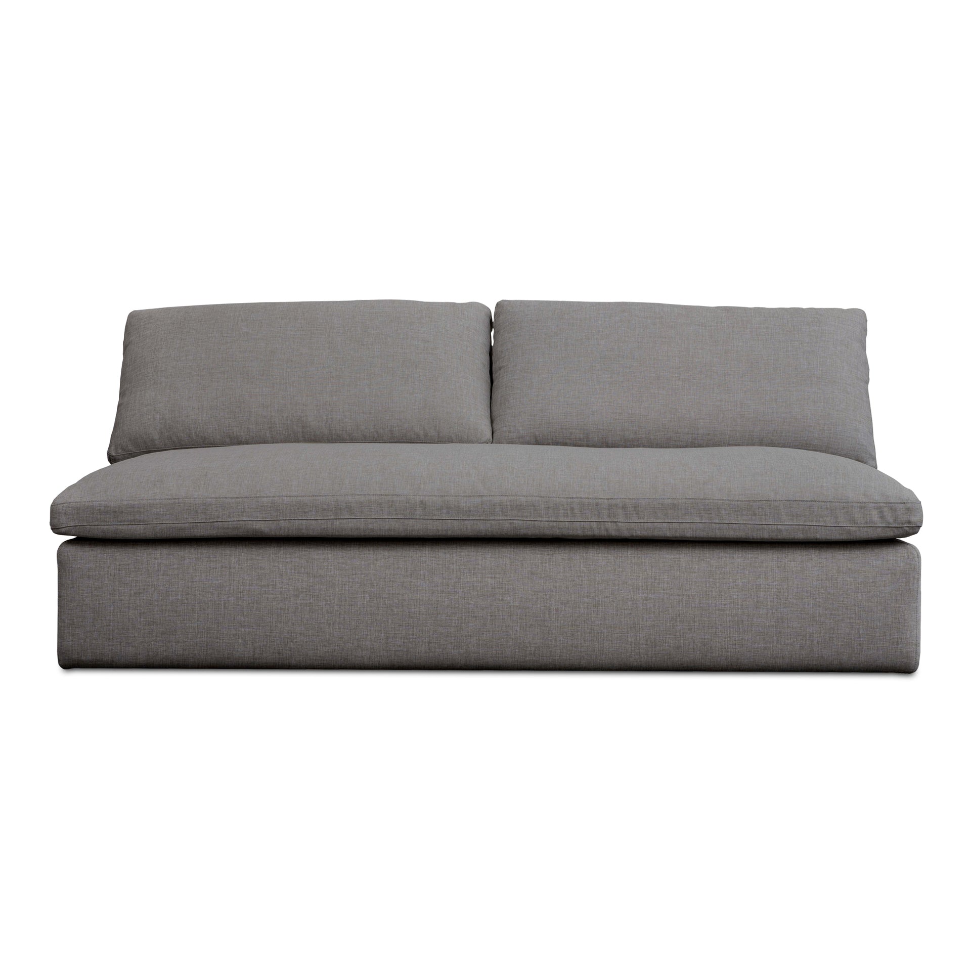 Odessa Outdoor Sofa, Weather-Resistant Performance Fabric, Speckled Design, Quick-Dry Foam, Aluminum Frame, Light Grey
