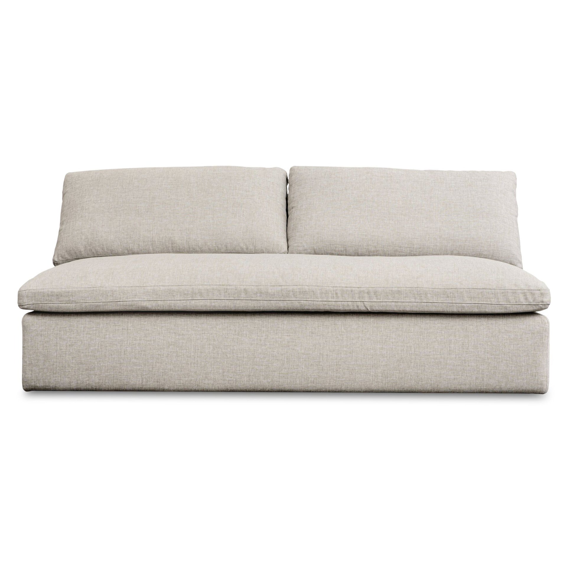 Odessa Outdoor Sofa, Weather-Resistant Performance Fabric, Speckled Design, Quick-Dry Foam, Aluminum Frame, Light Grey