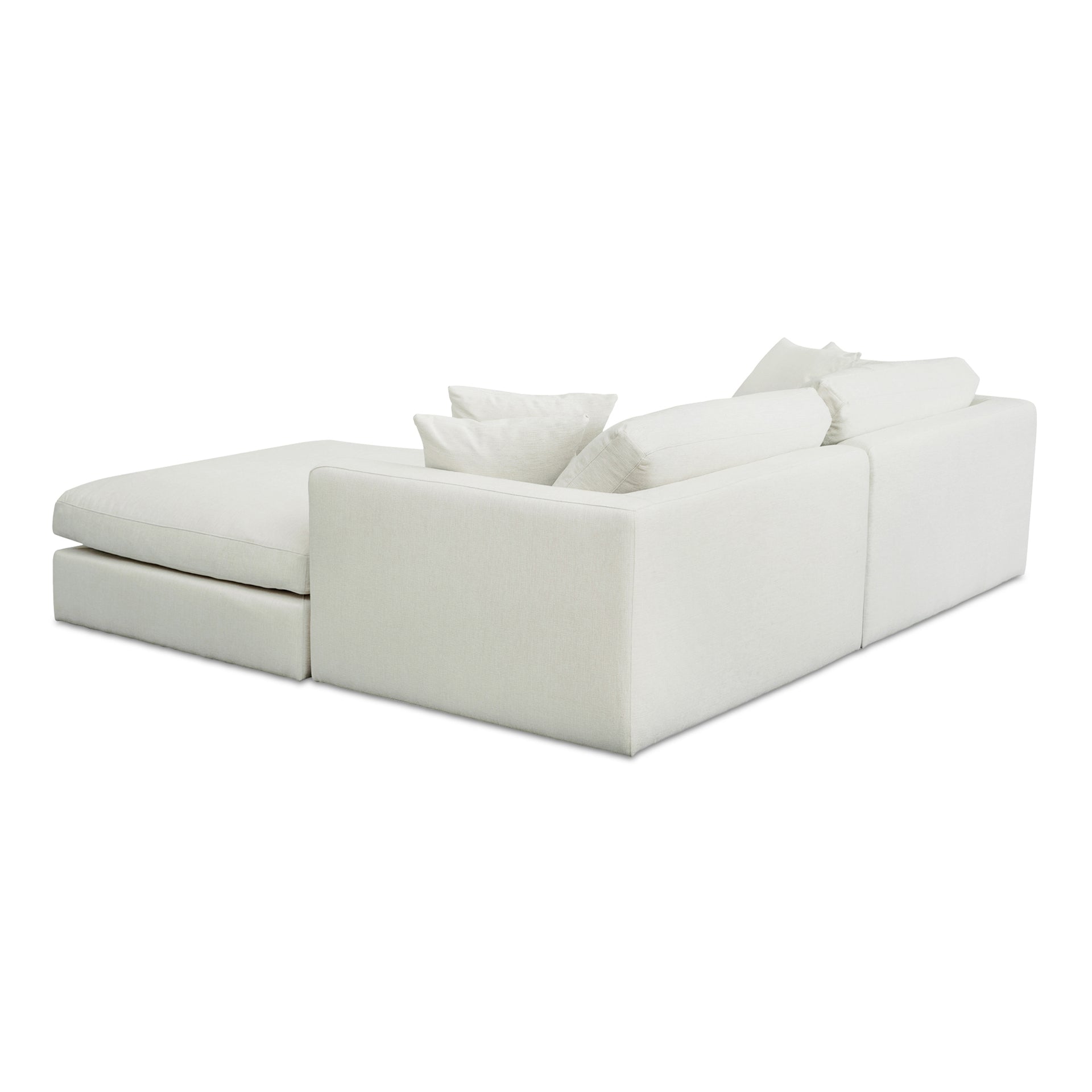 Rio Nook Modular Sectional Sofa, Feather-Fiber Cushions, Rubber Wood Base, 3-Piece Set, Off-White
