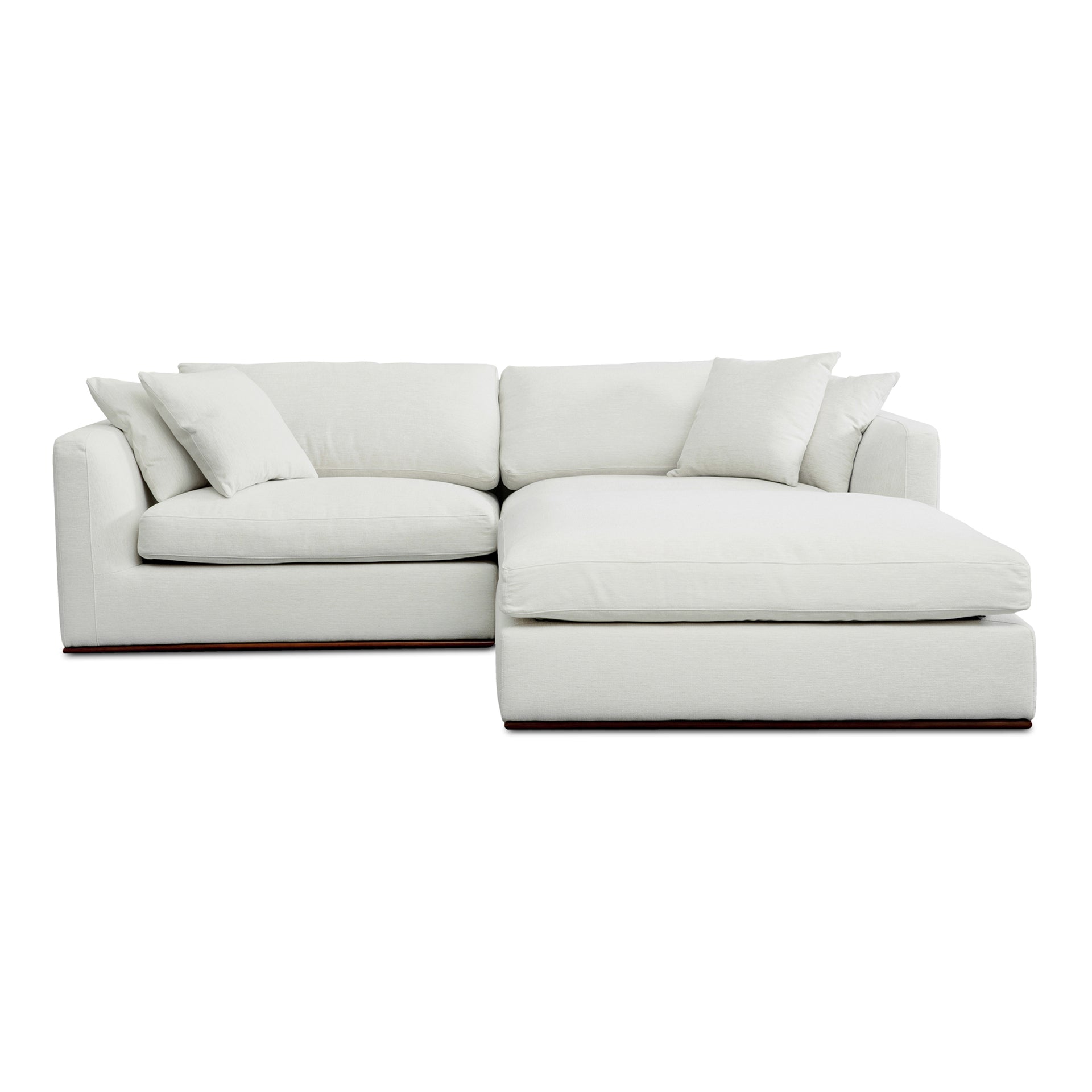 Rio Nook Modular Sectional Sofa, Feather-Fiber Cushions, Rubber Wood Base, 3-Piece Set, Off-White